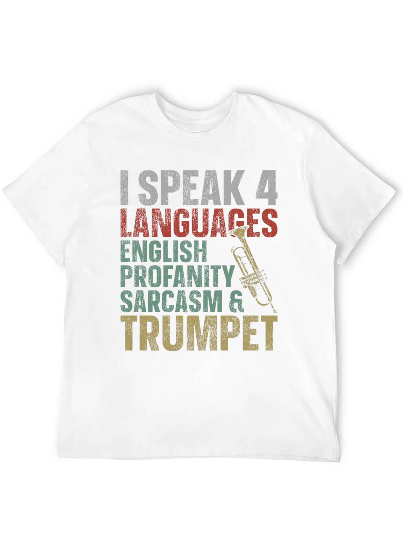 Black I Speak 4 Languages Trumpet Graphic Tee view 12