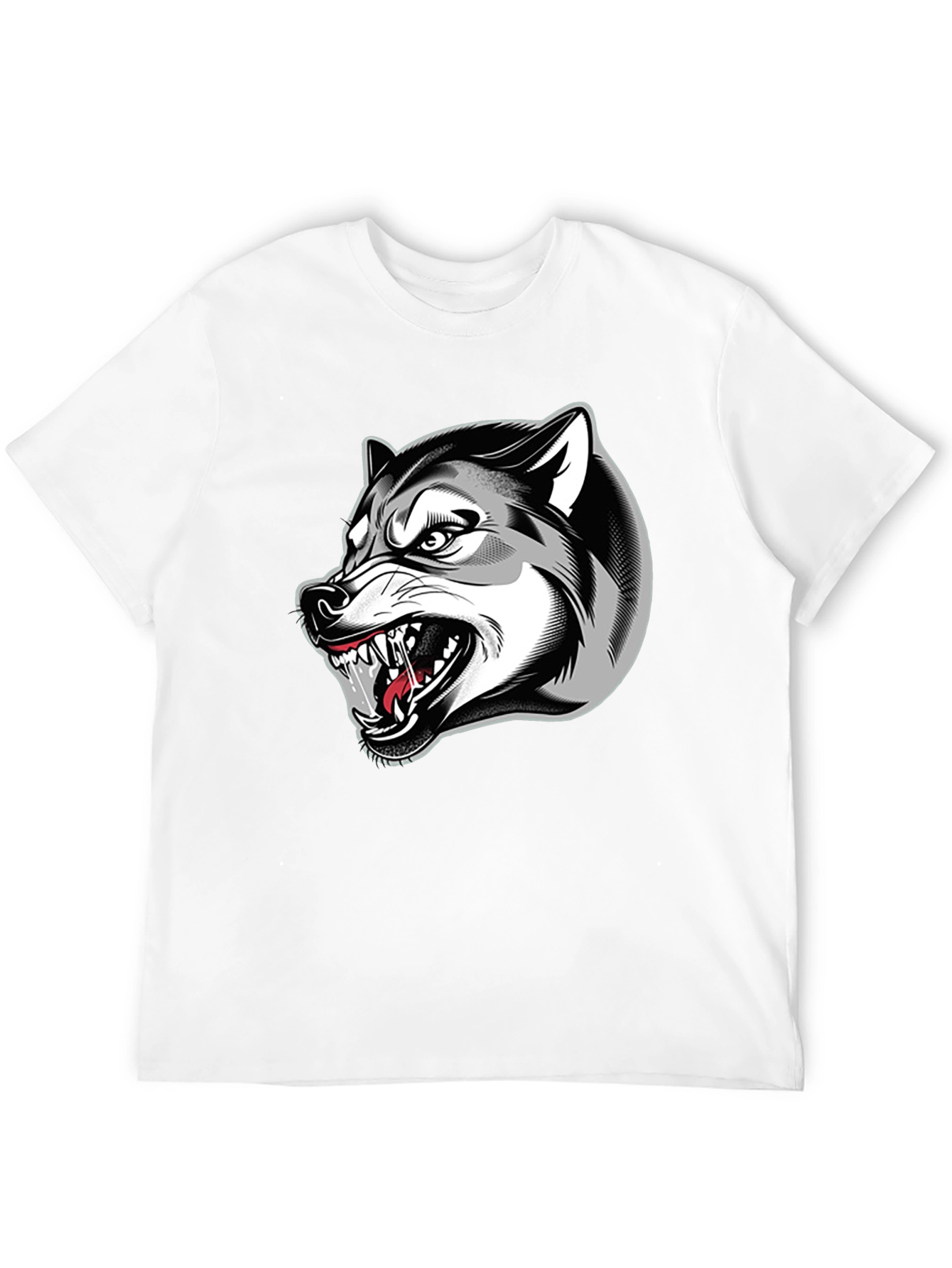 Black Men's Black Graphic T-Shirt - Fierce Wolf Design view 12