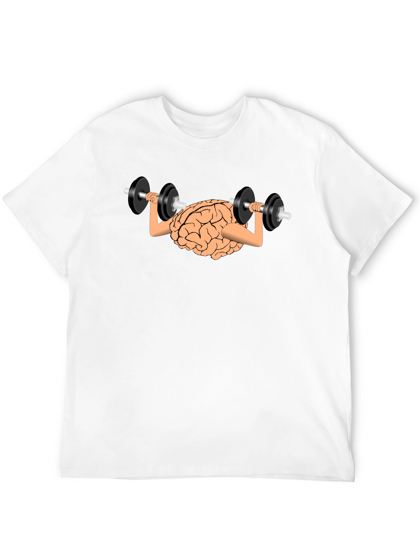 Black Brain Lifting Dumbbells Black T-Shirt view 12