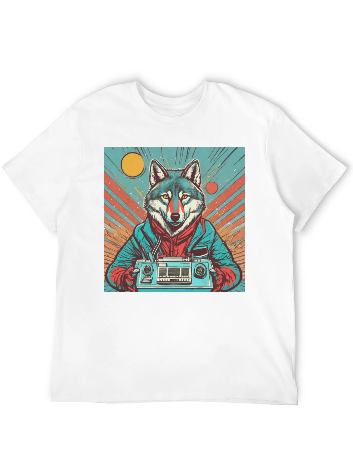 Black Retro Wolf Boombox Graphic Tee view 12