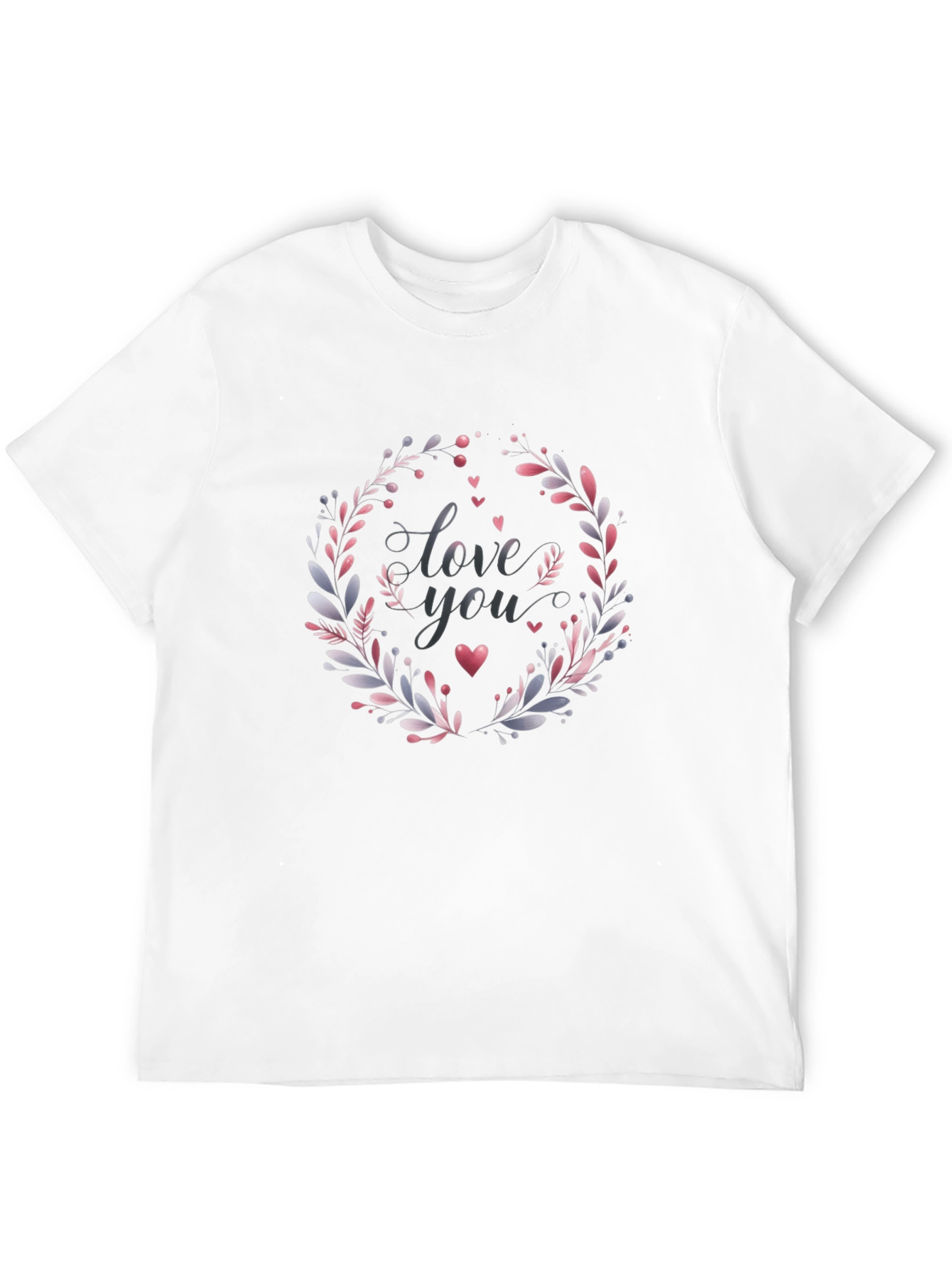 Black Love You Floral Wreath Black T-Shirt view 12
