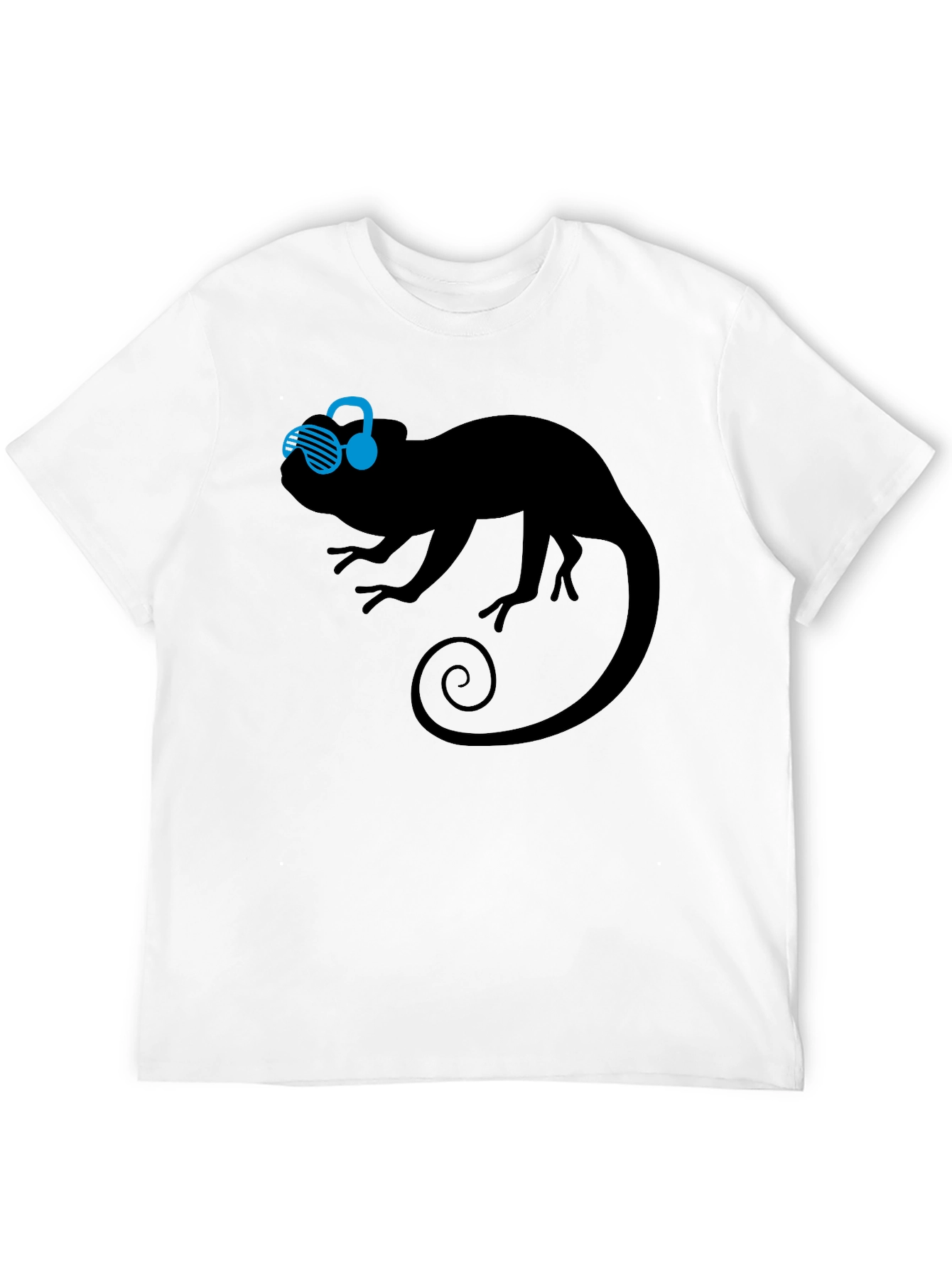 Black Cool Chameleon Graphic Tee - Black Cotton T-Shirt view 12