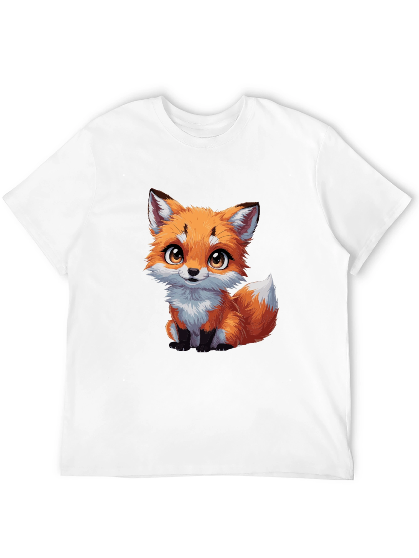 Black Cute Fox Graphic Tee - Black Cotton T-Shirt view 12