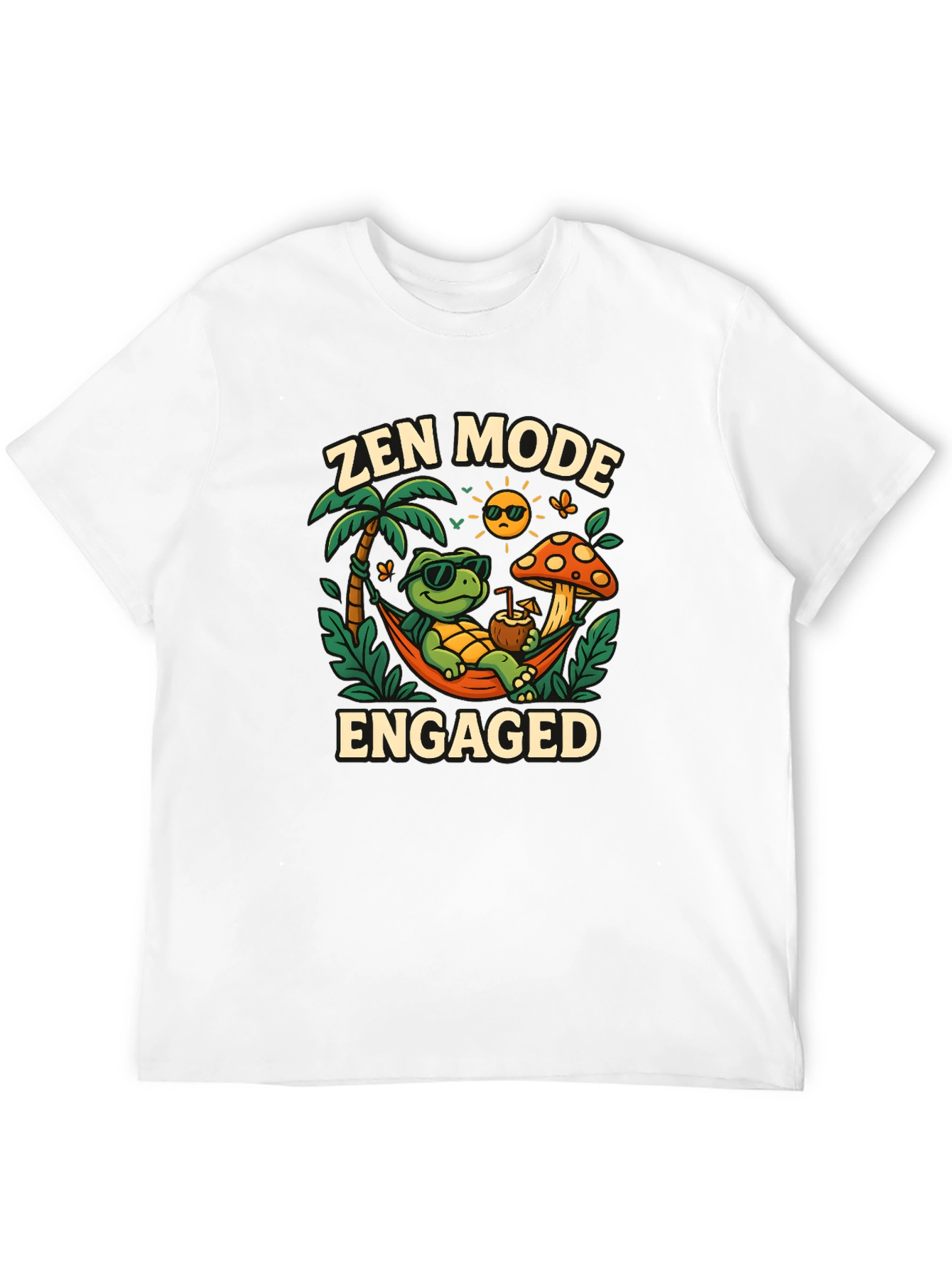 Black Zen Mode Engaged Graphic T-Shirt - Relaxed Turtle Design view 12