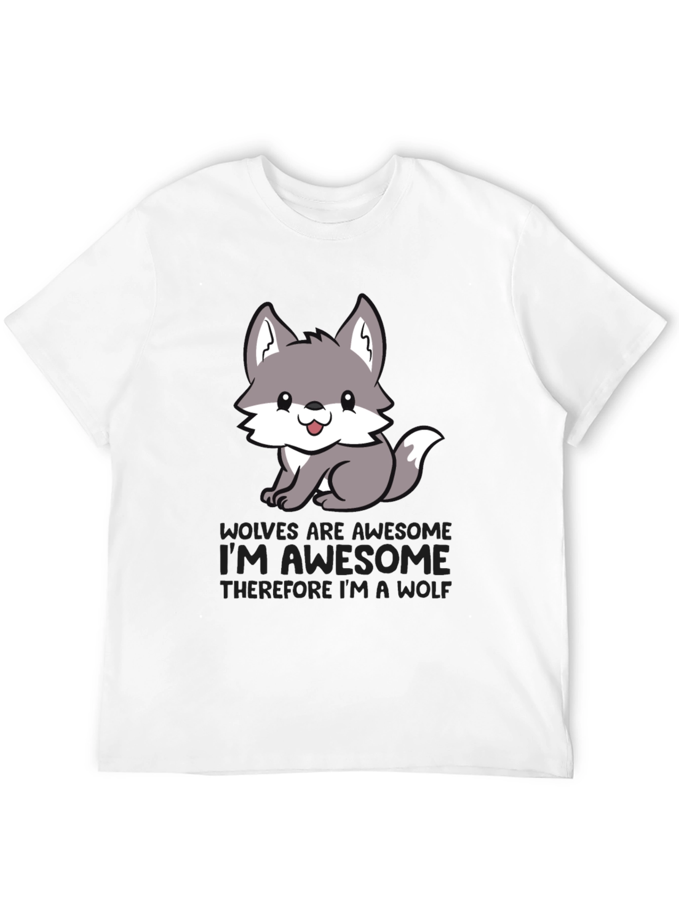 Black Awesome Wolf T-Shirt - Cute Animal Graphic Tee view 12