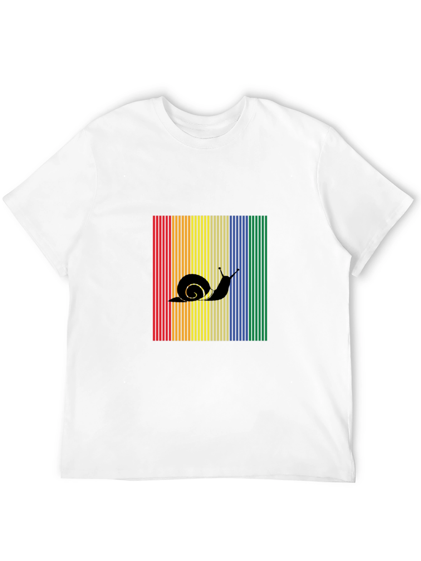 Black Snail Silhouette Rainbow Striped T-Shirt view 12