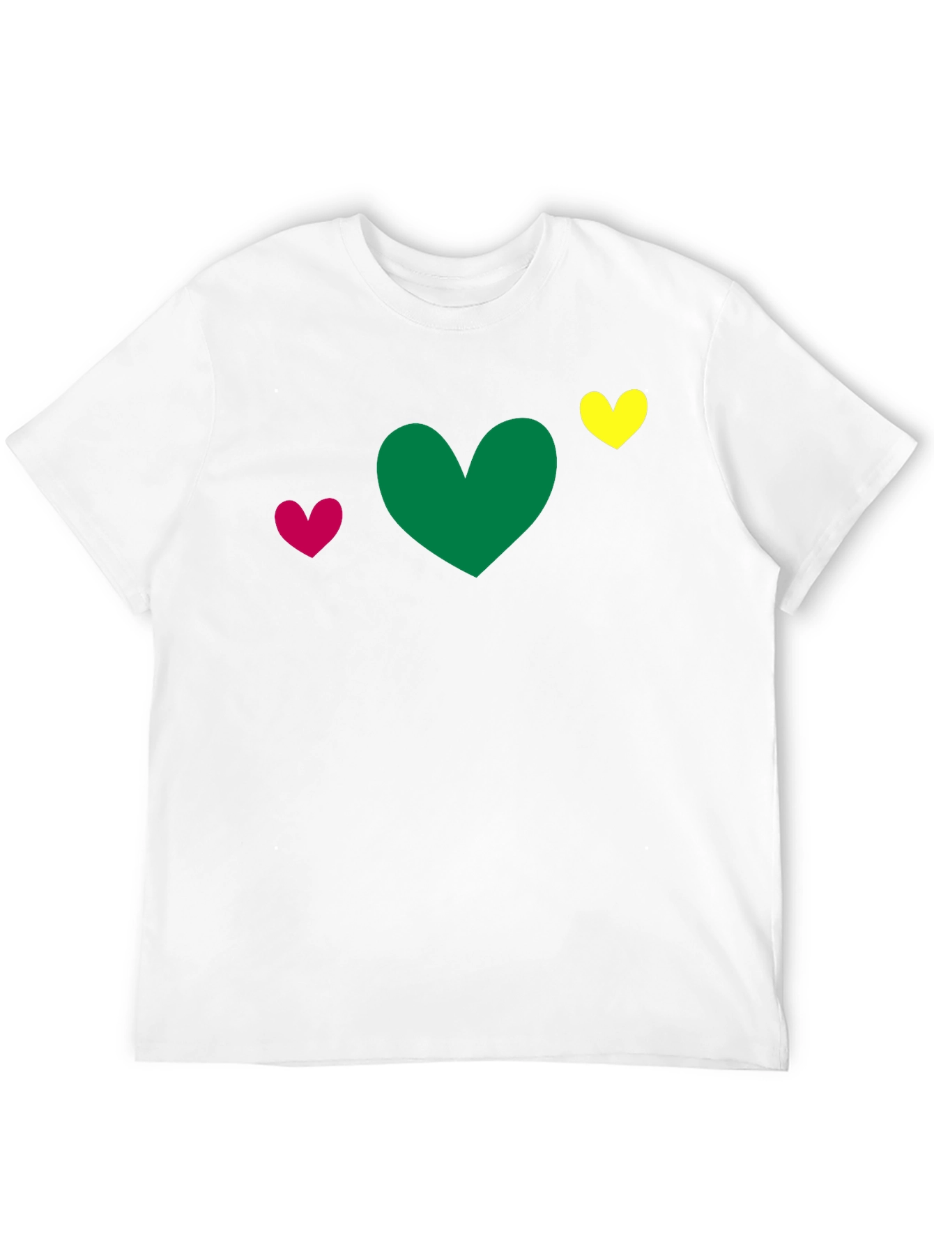 Black Heart Trio T-Shirt - Green, Pink, Yellow Hearts view 12