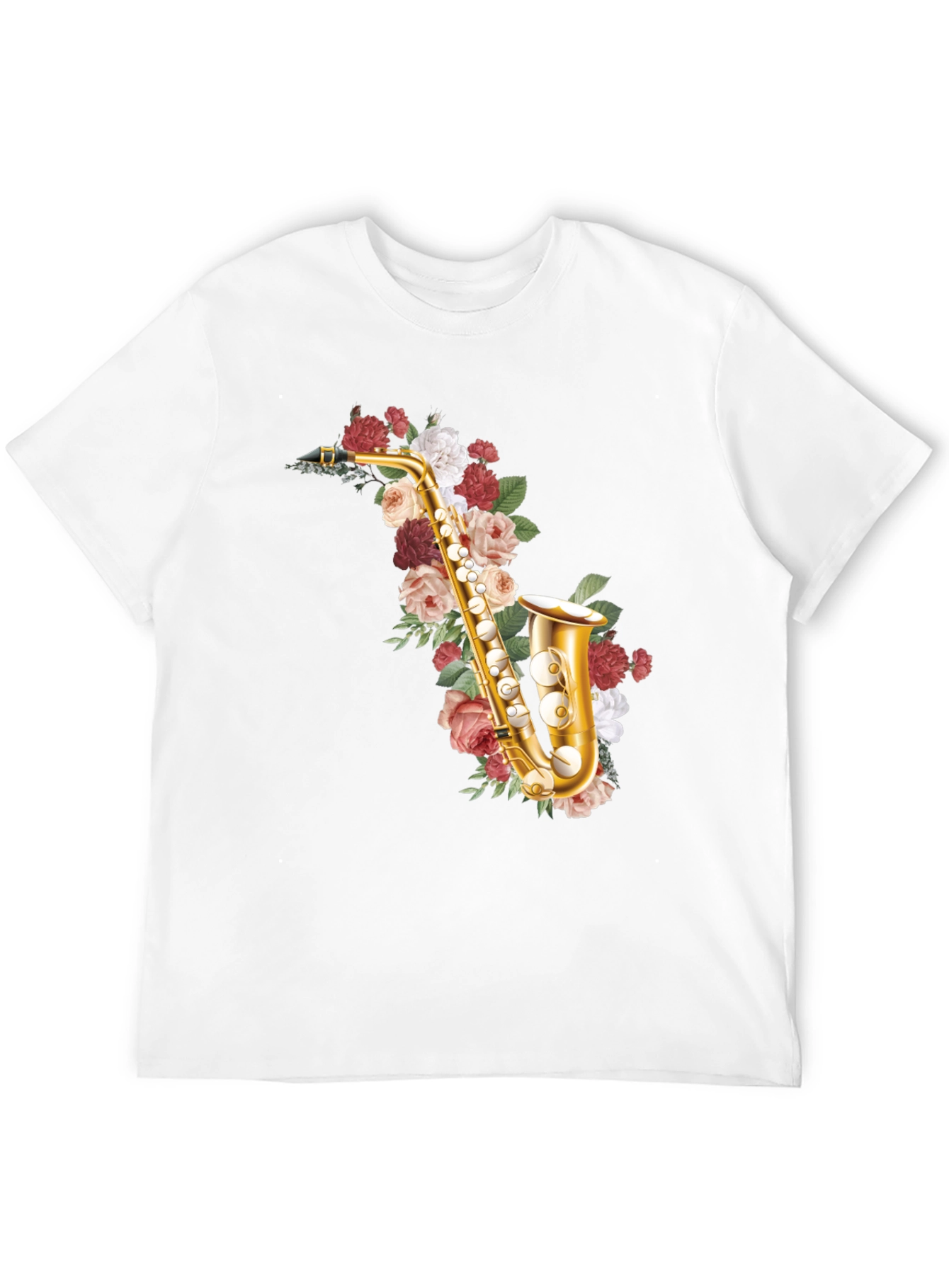 Black Floral Saxophone Graphic Tee view 12