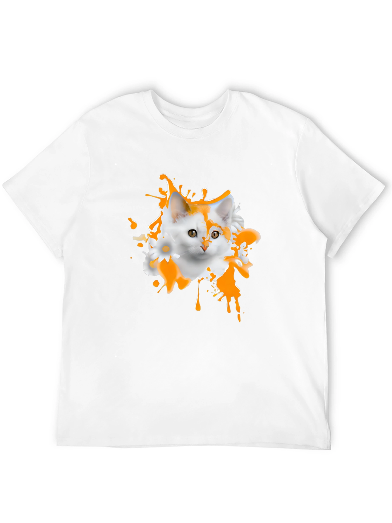 Black Cute Cat Splatter Graphic T-Shirt view 12