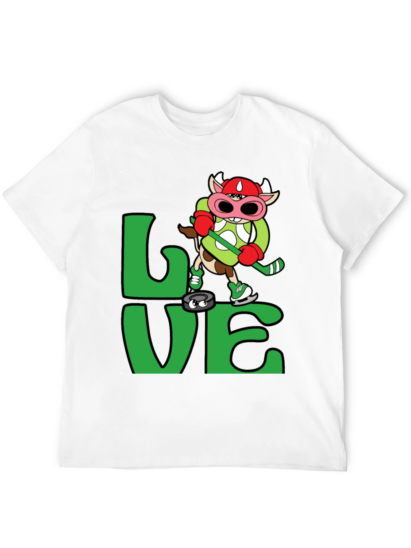 Black Love Hockey Cow T-Shirt Black view 12