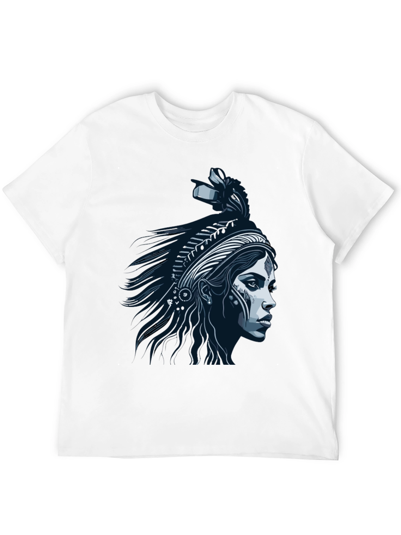 Black Native Headdress Graphic Tee - Black Cotton T-Shirt view 12