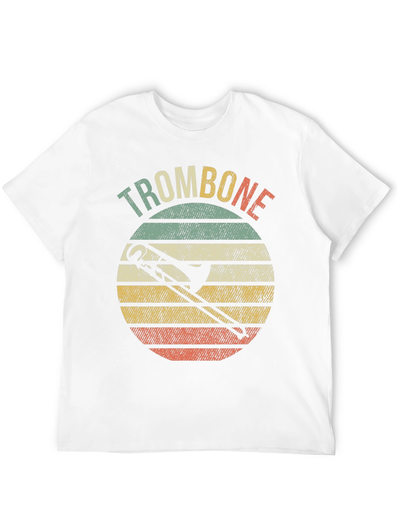 Black Retro Trombone Sunset Music T-Shirt view 12