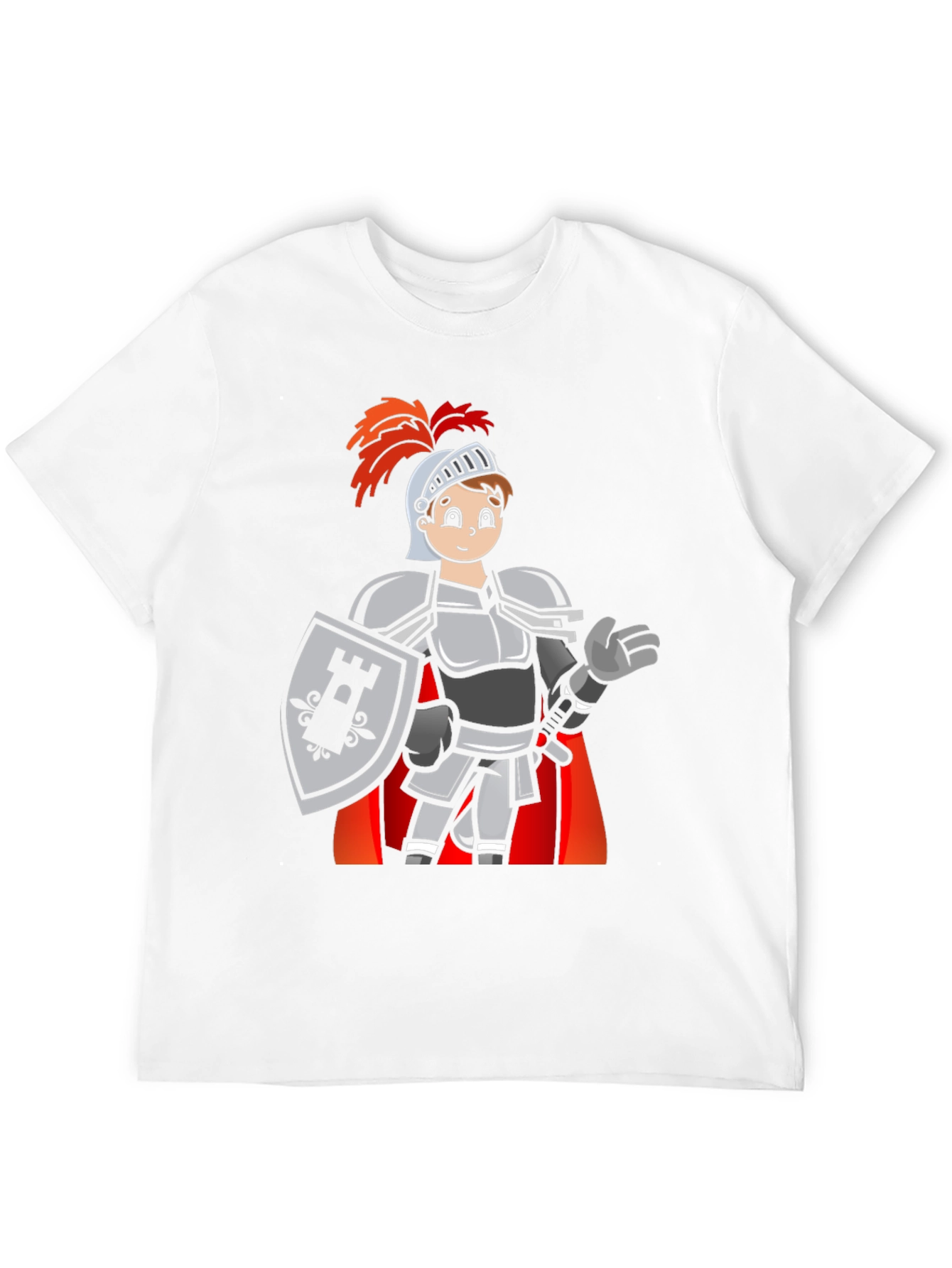 Black Cartoon Knight Graphic Tee - Black Casual T-Shirt view 12