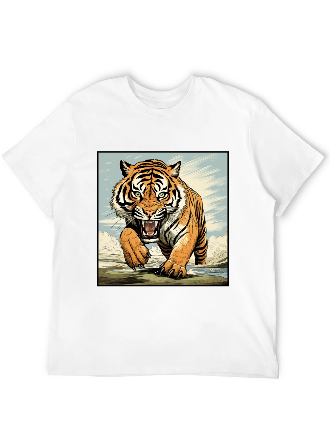 Black Tiger Graphic Black T-Shirt view 12