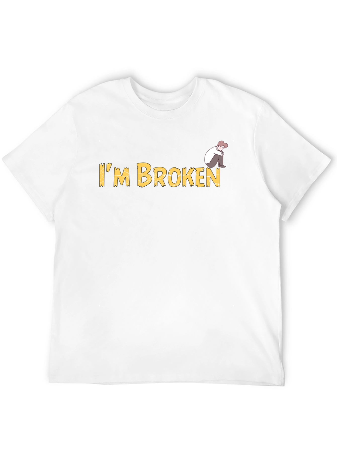 Black I'm Broken Graphic Tee - Sad Cartoon Man T-Shirt view 12