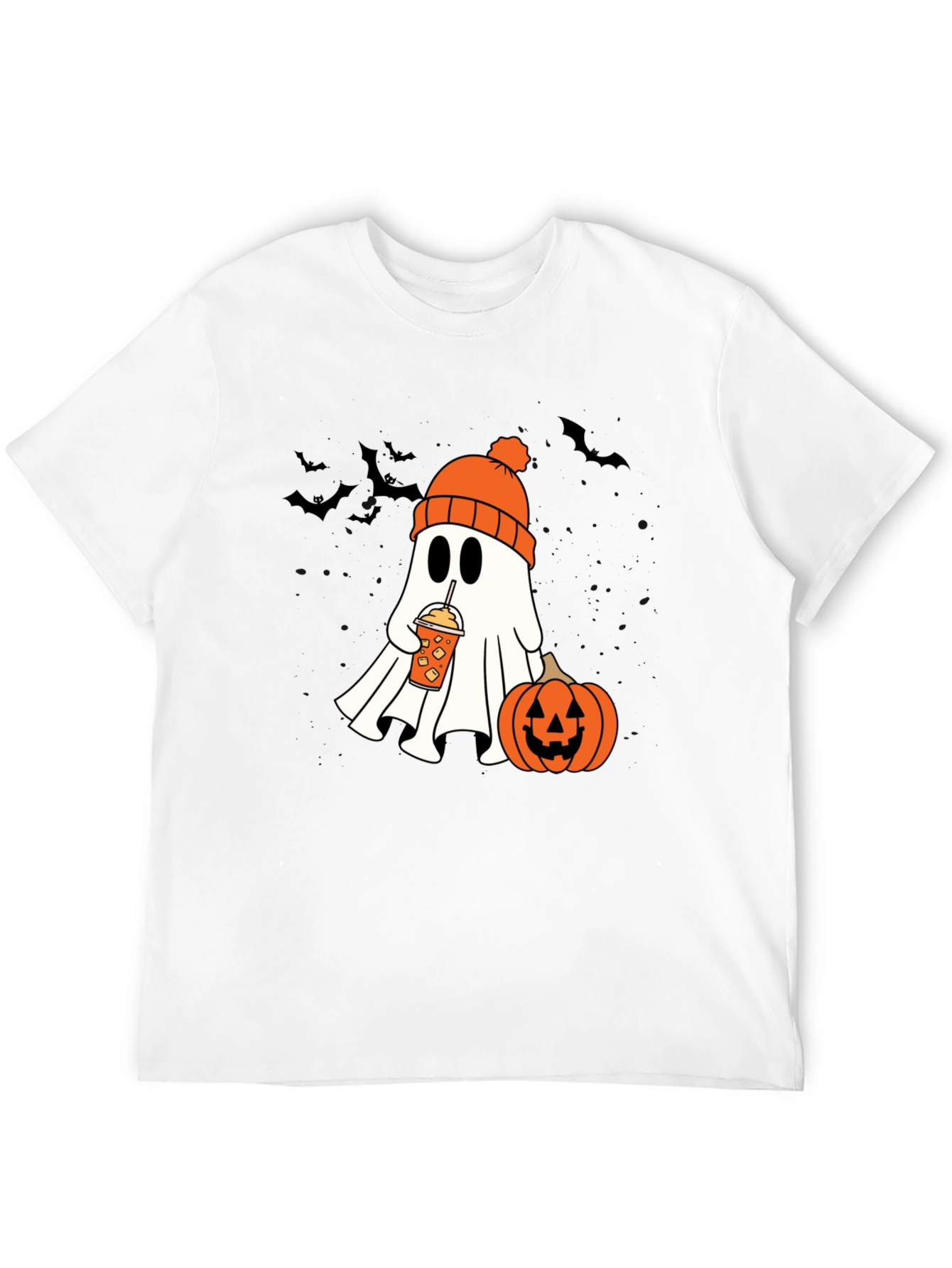 Black Halloween Ghost with Pumpkin Spice Tee view 12