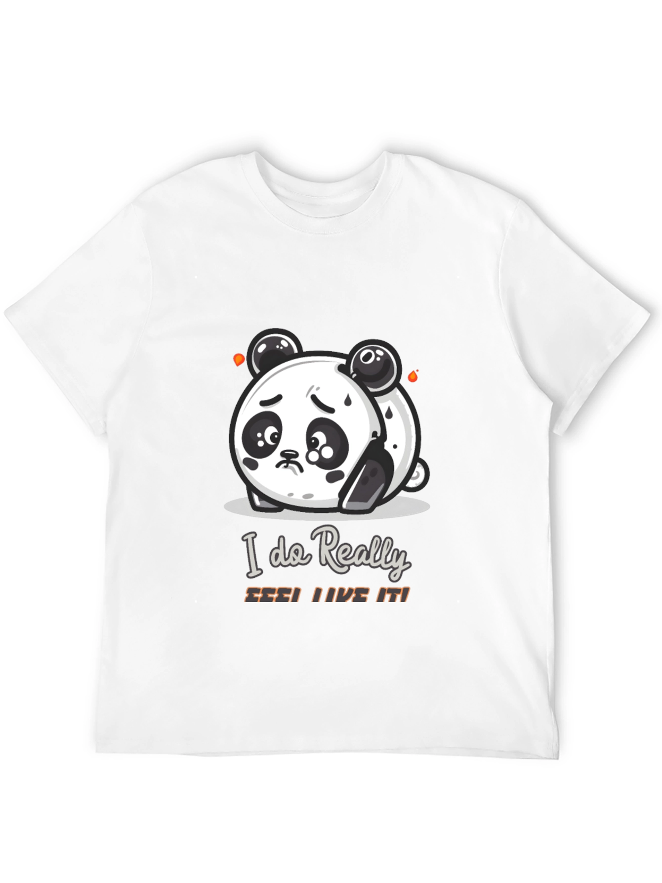 Black Sad Panda Cartoon Graphic T-Shirt view 12
