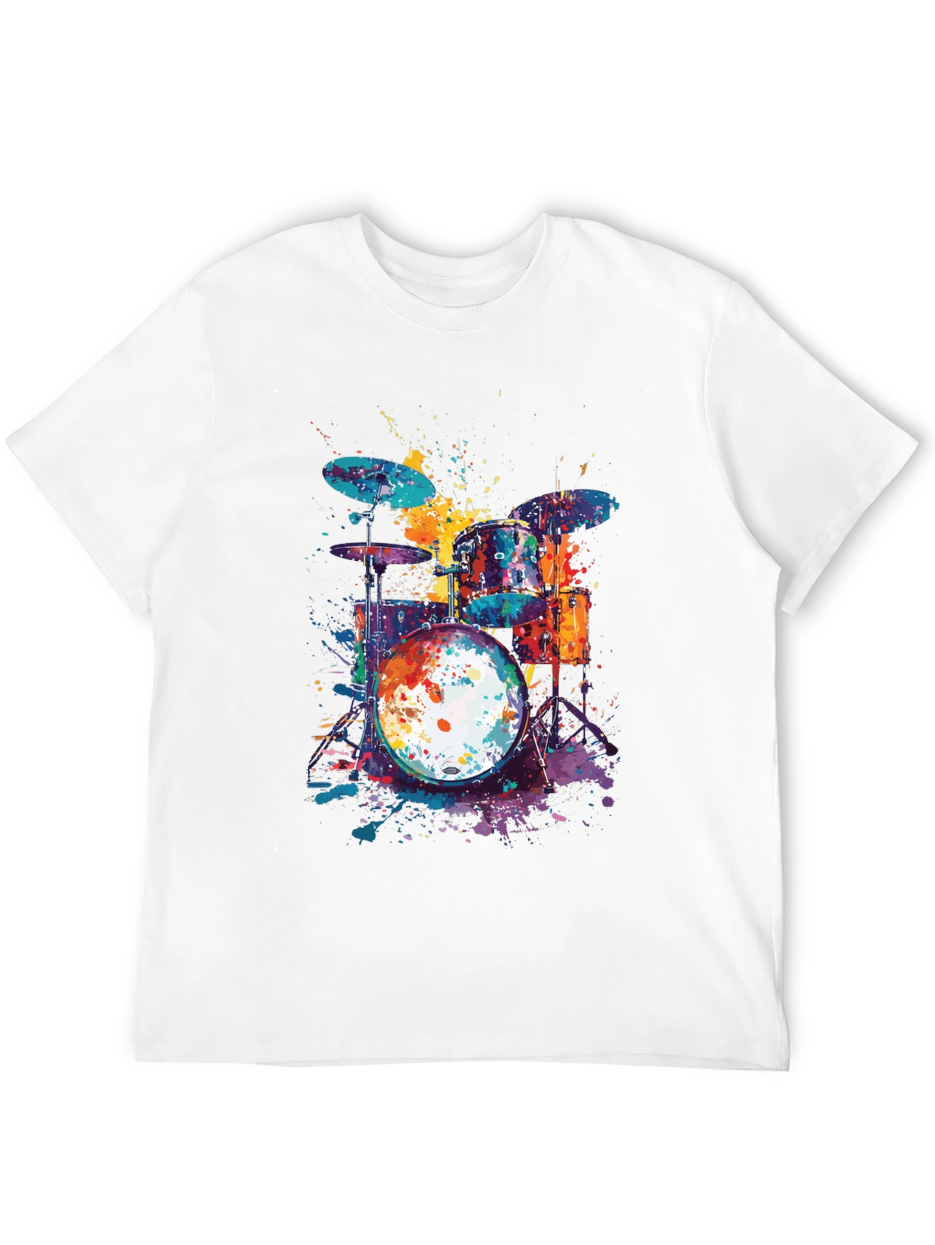 Black Colorful Drum Set T-Shirt - Music Lover Tee view 12