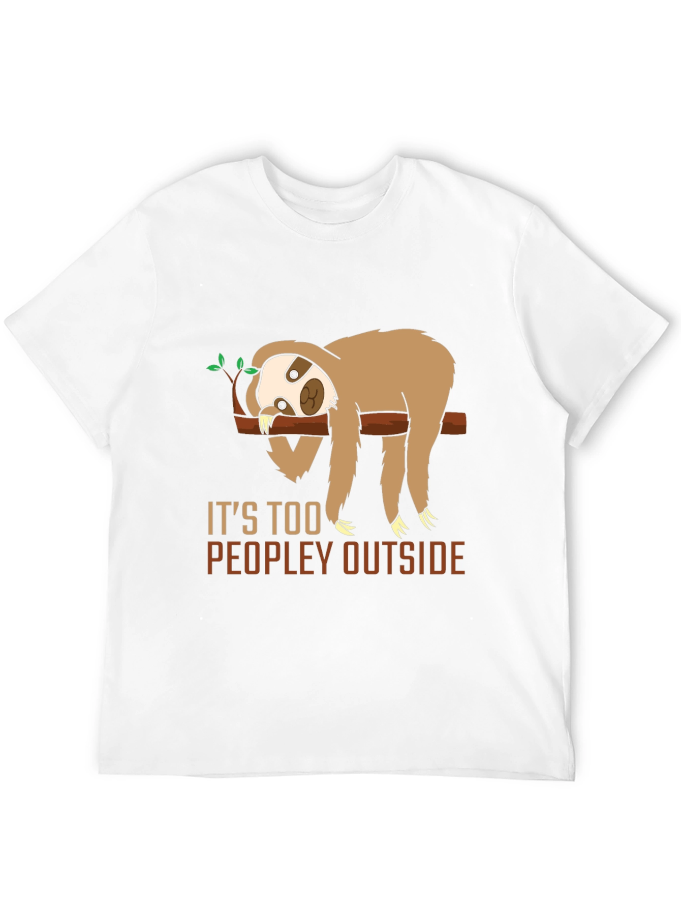 Black Funny Sloth "Too Peopley" Graphic T-Shirt view 12