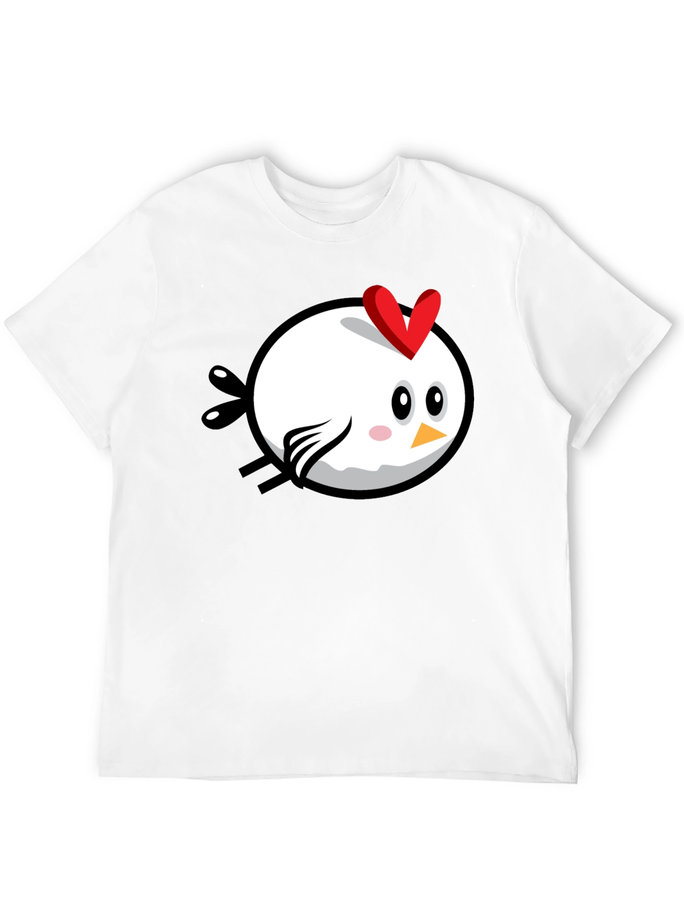 Black Cartoon Chicken Graphic Tee - Black Cotton T-Shirt view 12