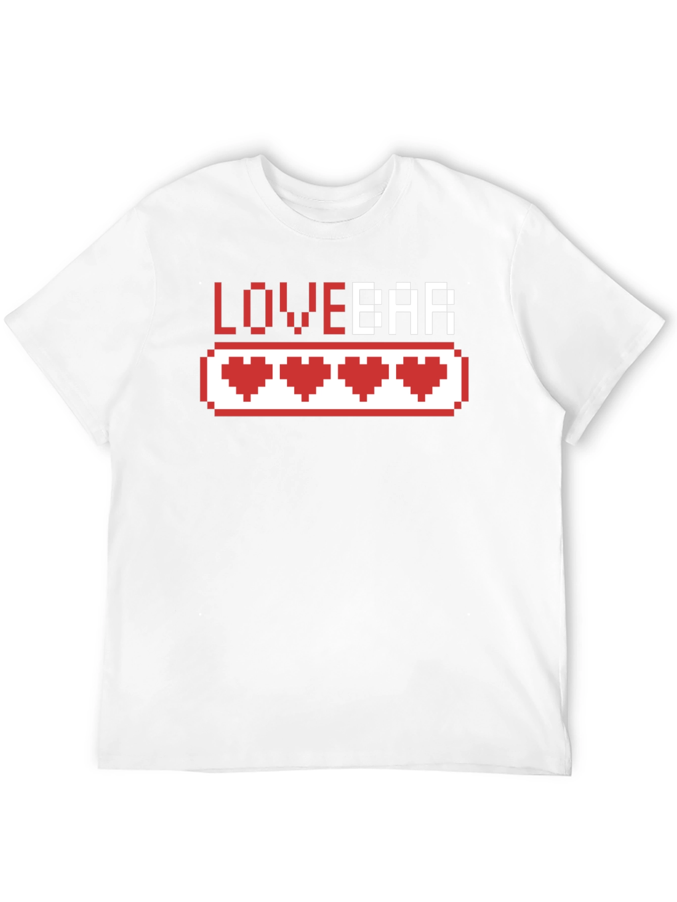 Black Love Bar Pixel Heart Gamer T-Shirt - Black Cotton Tee view 12