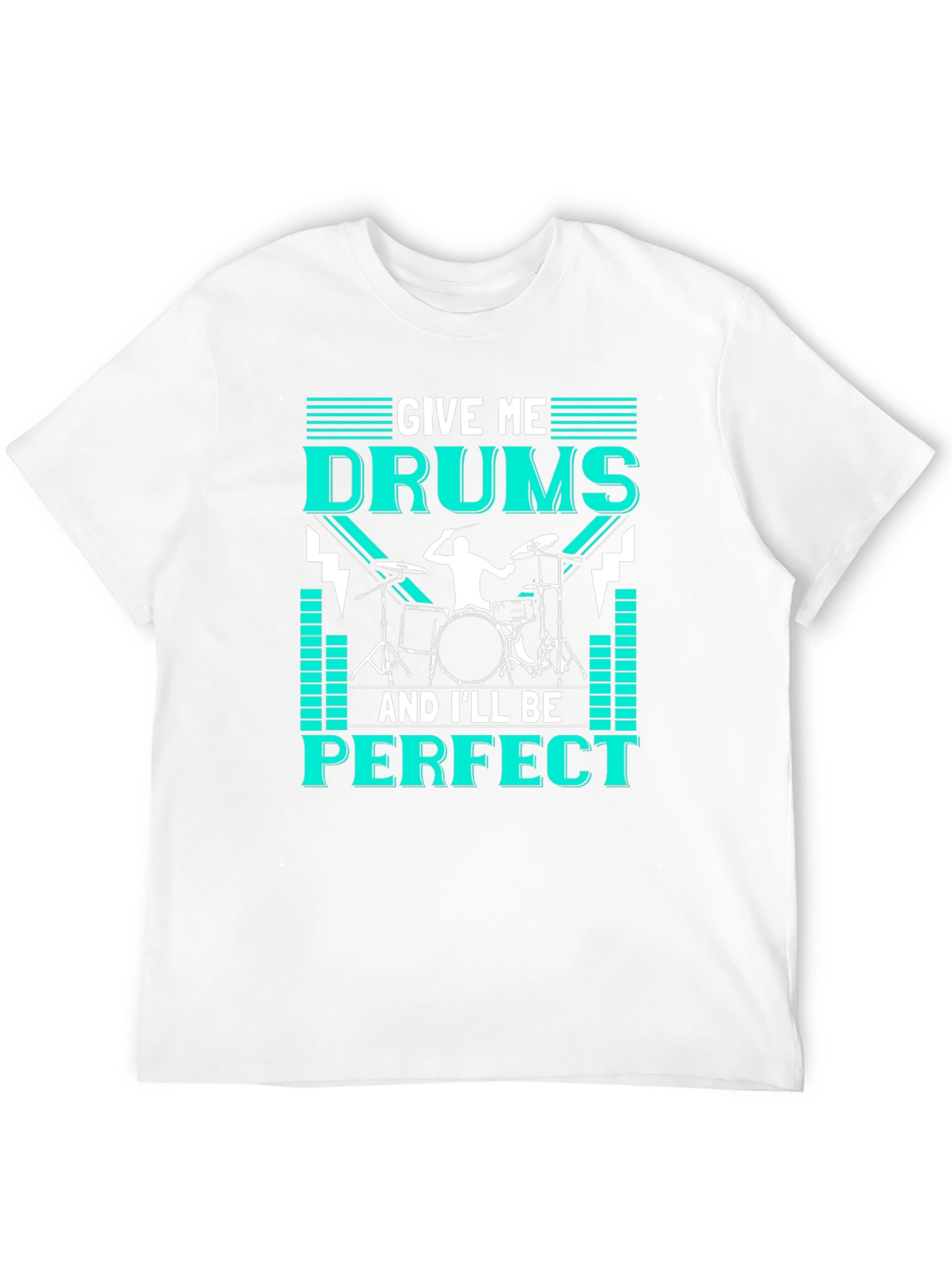 Black Drummer T-Shirt - Give Me Drums & I'll Be Perfect - Music Tee view 12