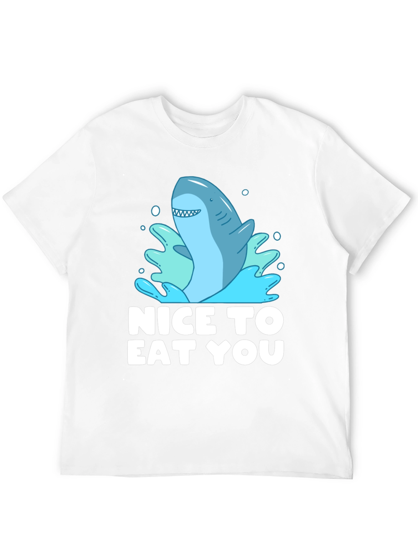Black Funny Shark Graphic Tee - "Nice To Eat You" view 12