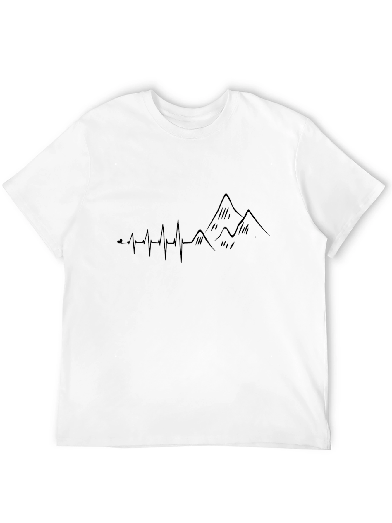 Black Heartbeat Mountain Graphic Black T-Shirt view 12
