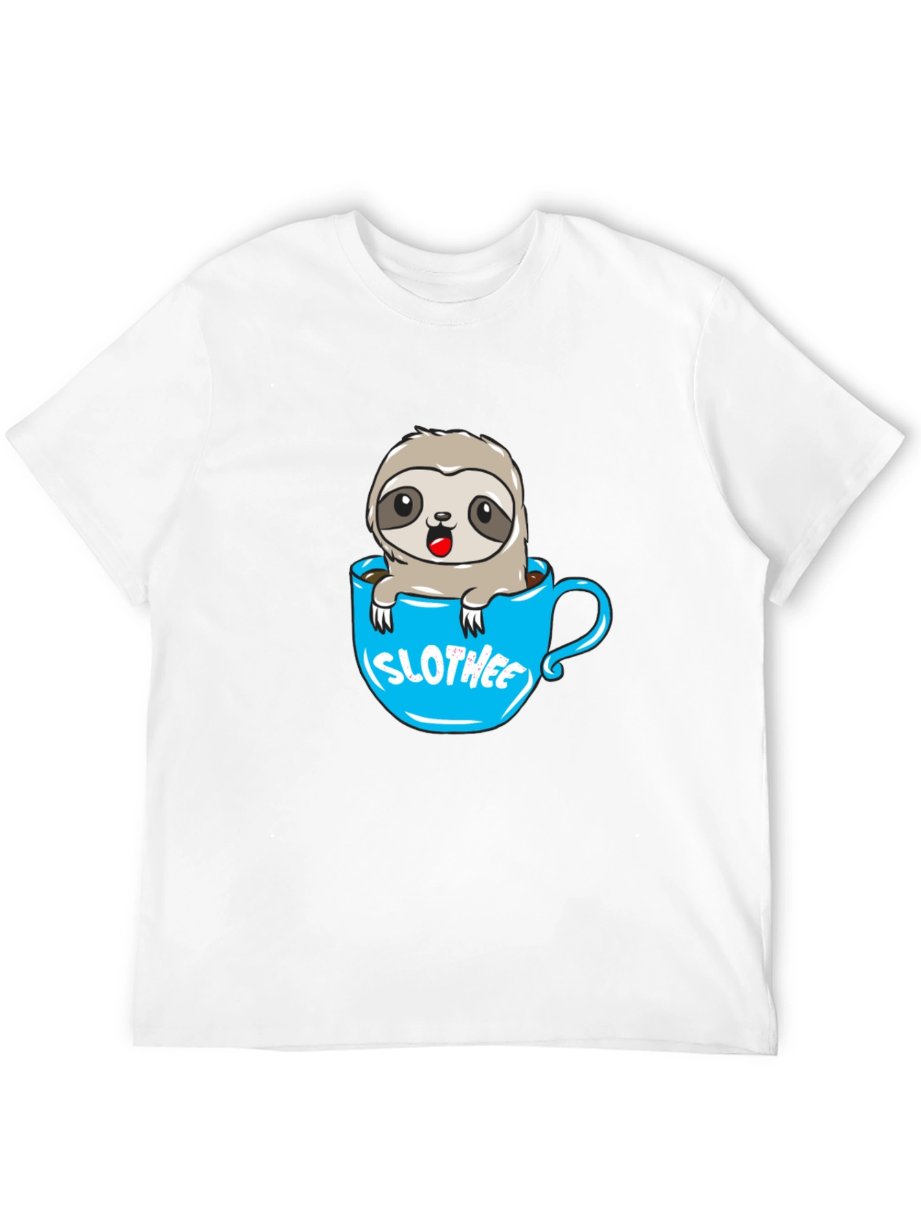 Black Slothee Cute Cartoon Sloth in Coffee Cup T-Shirt view 12