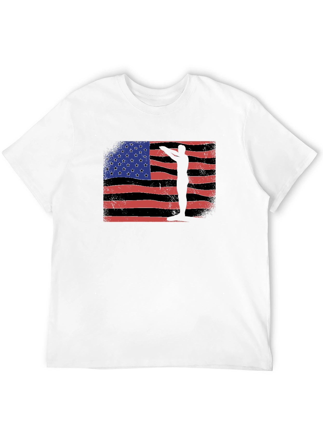 Black American Flag Silhouette Black T-Shirt view 12