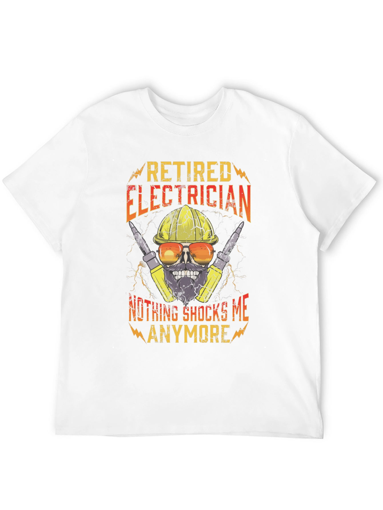 Black Retired Electrician T-Shirt Funny Skull Tee view 12