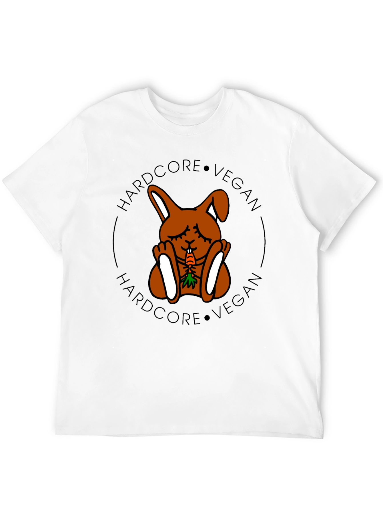Black Hardcore Vegan Rabbit Tee - Unisex Black T-Shirt view 12
