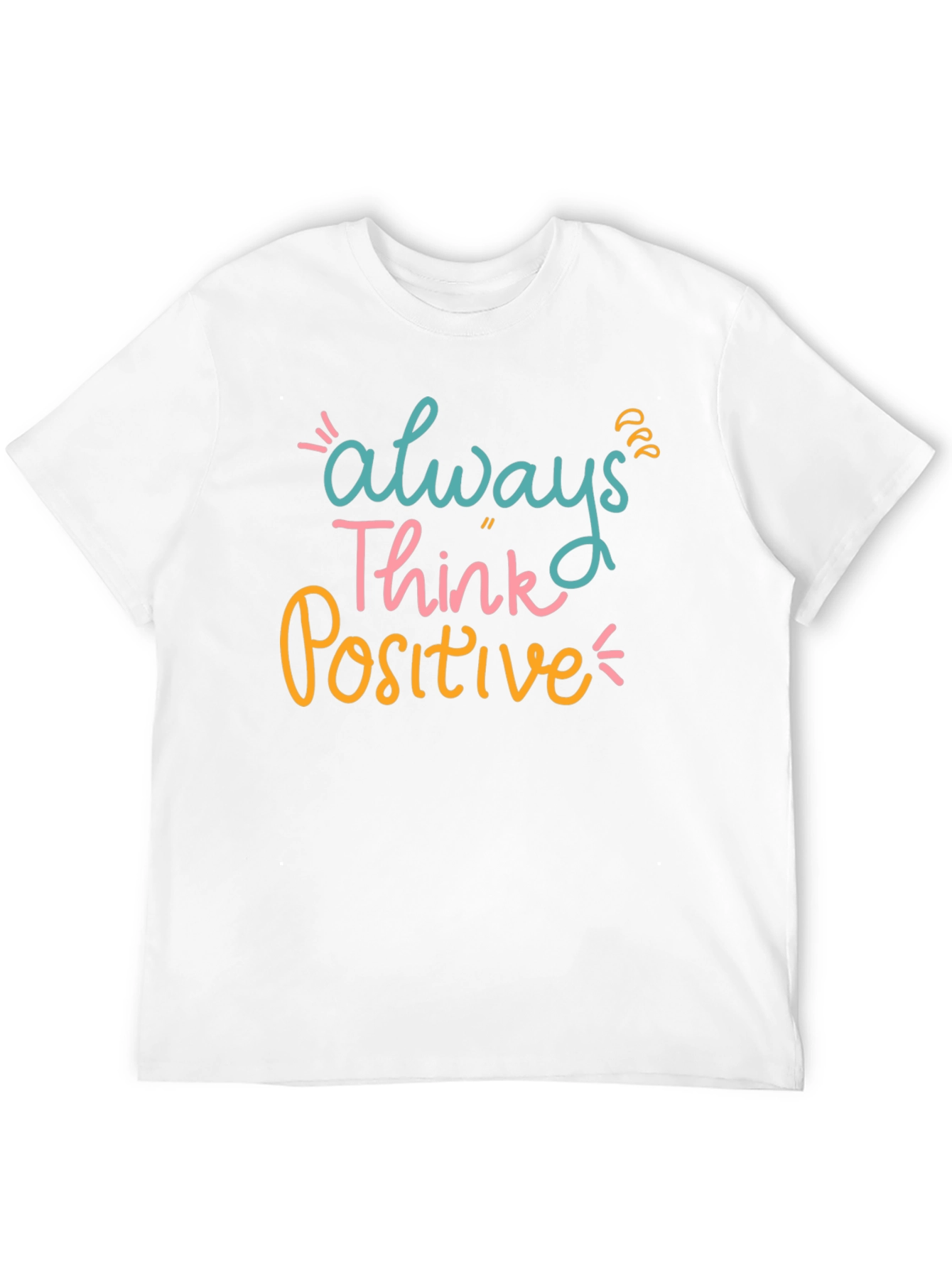 Black Always Think Positive Graphic Tee - Black Casual T-Shirt view 12