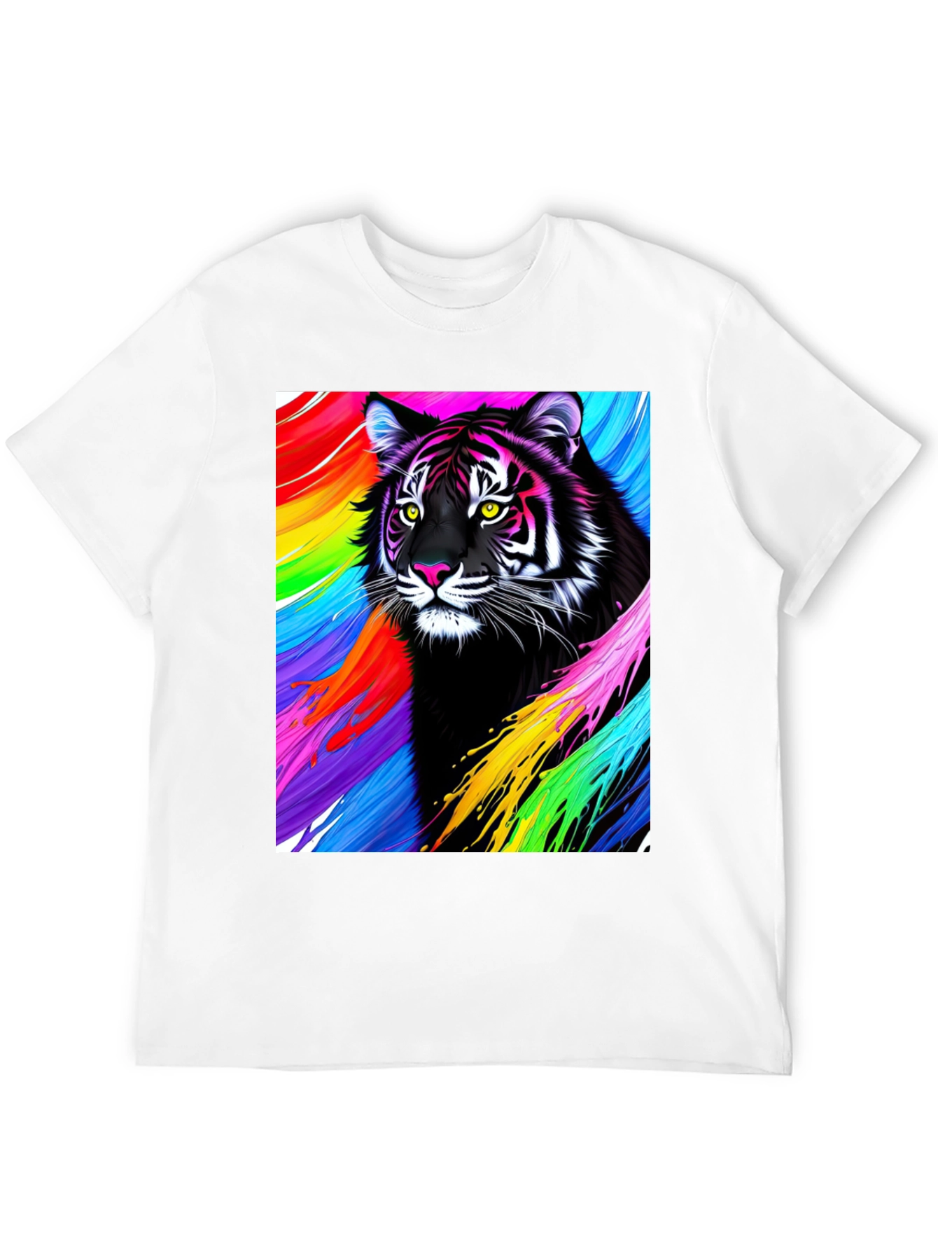 Black Vibrant Tiger Graphic Tee - Bold, Colorful Design view 12