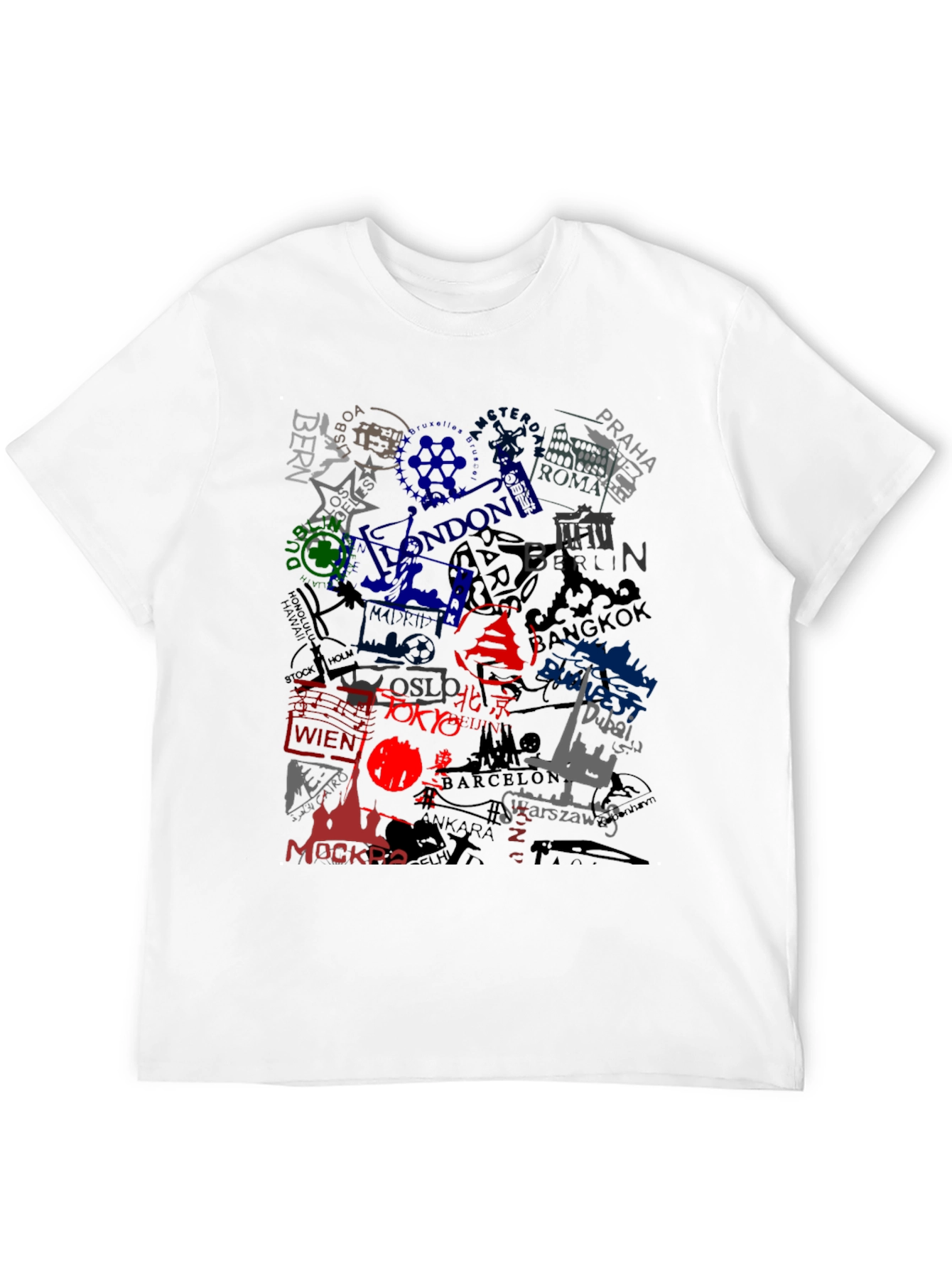 Black World Cities Graphic Print Black T-Shirt view 12