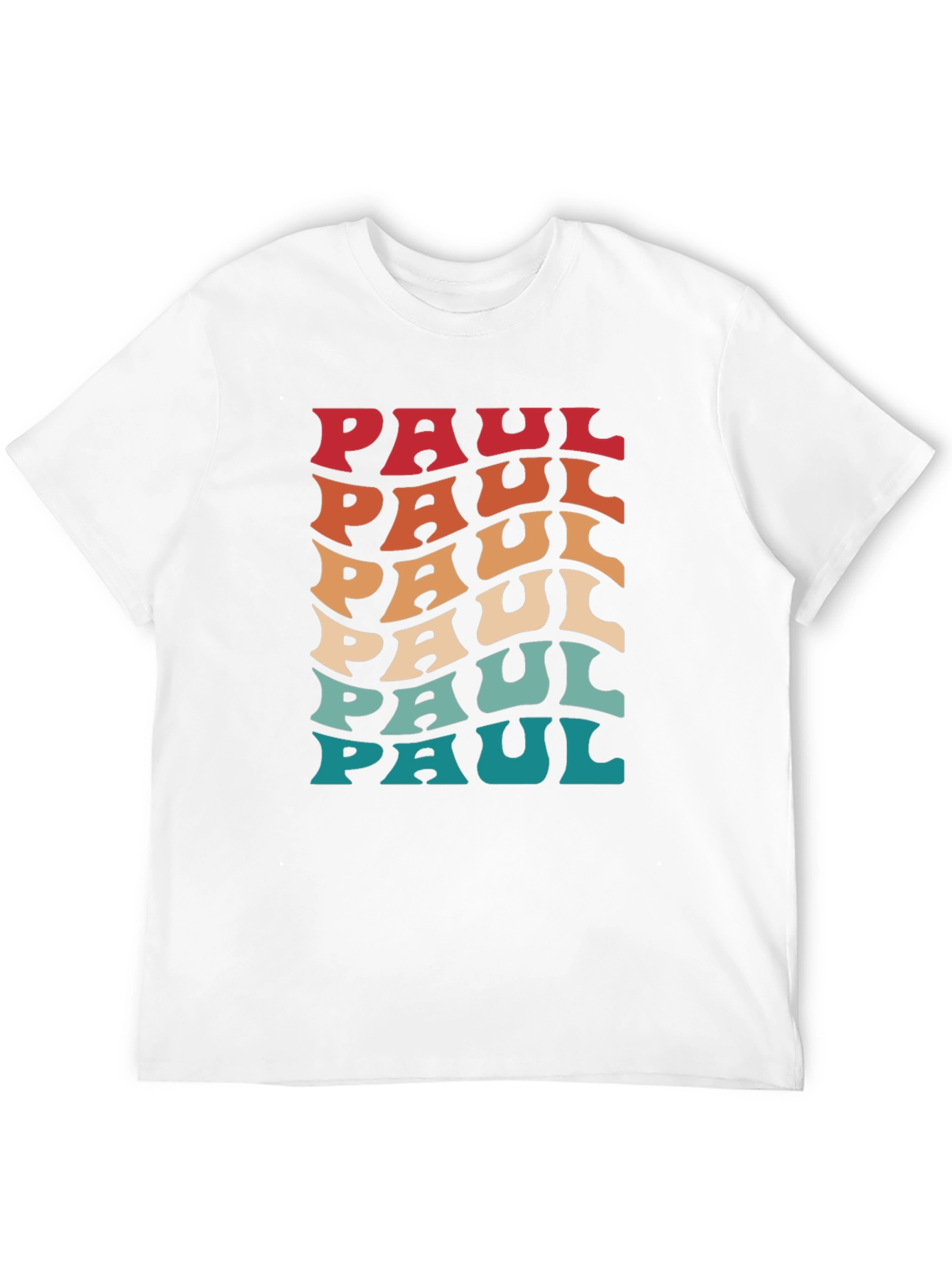 Black Retro Paul Name T-Shirt - Cool Wavy Design view 12