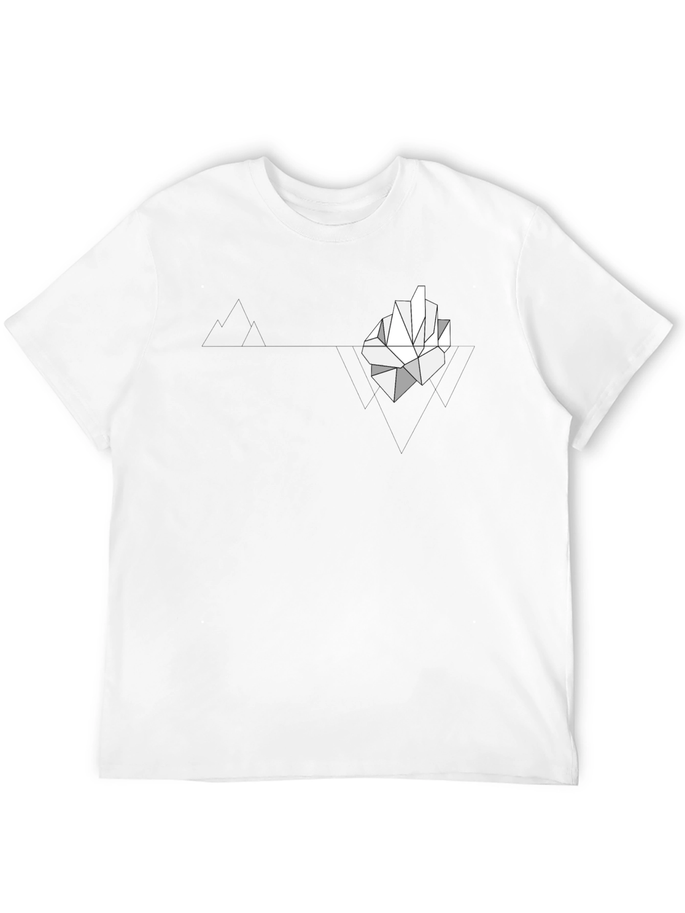 Black Geometric Iceberg Graphic Print Black T-Shirt view 12