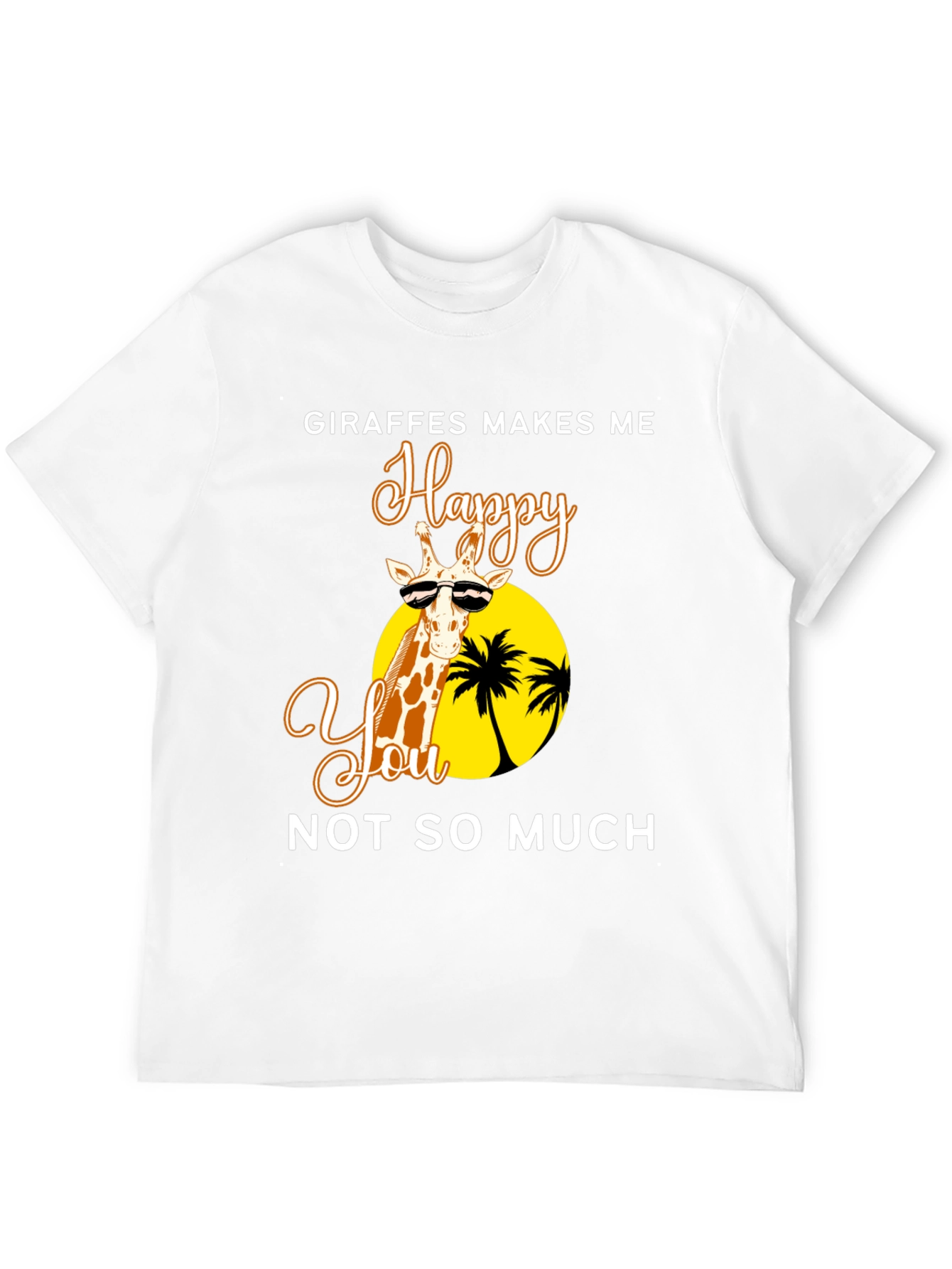 Black Giraffe Happy Tee - Unisex Novelty Graphic T-Shirt view 12