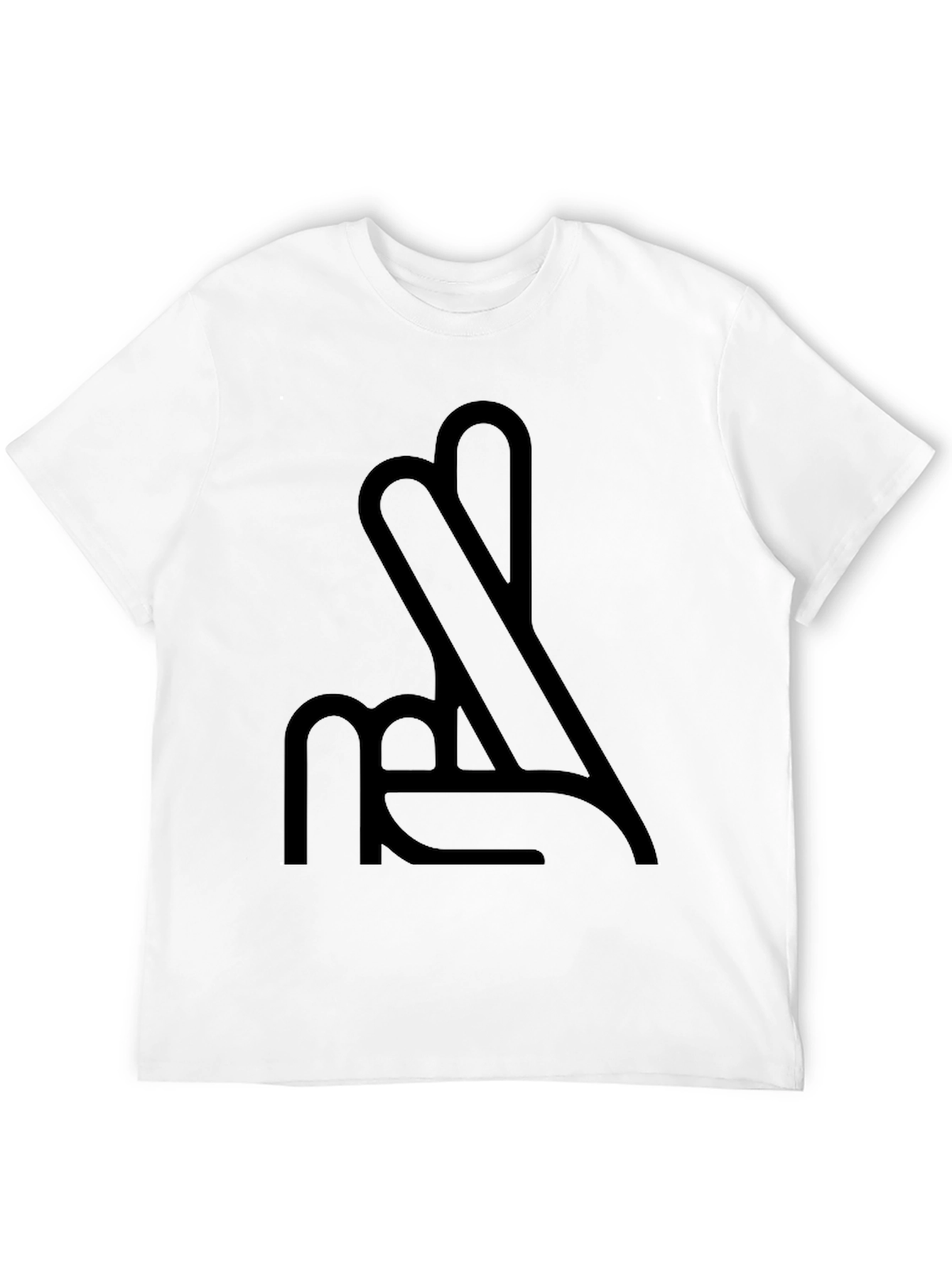 Black Fingers Crossed Black Graphic Tee Shirt view 12