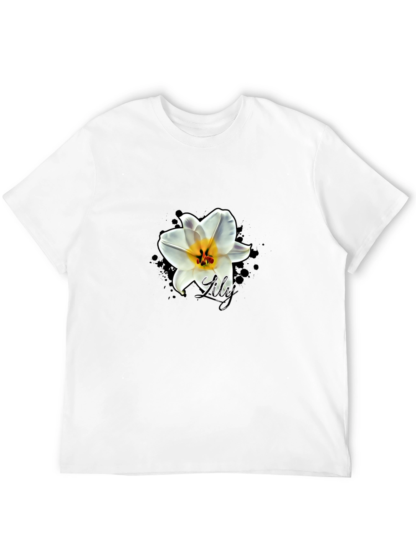 Black Black T-Shirt with Lily Graphic view 12