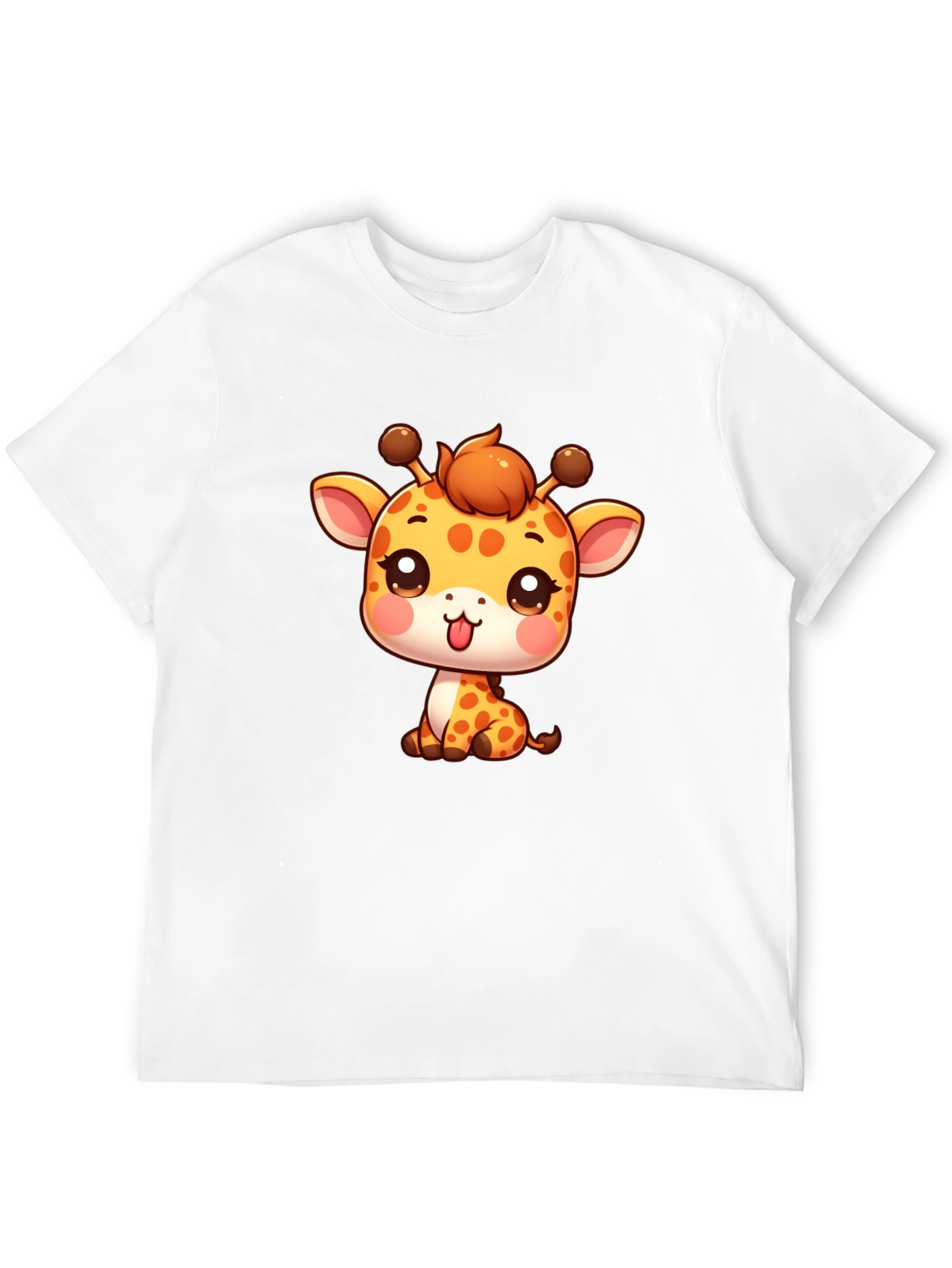 Black Cute Giraffe Cartoon Black T-Shirt view 12