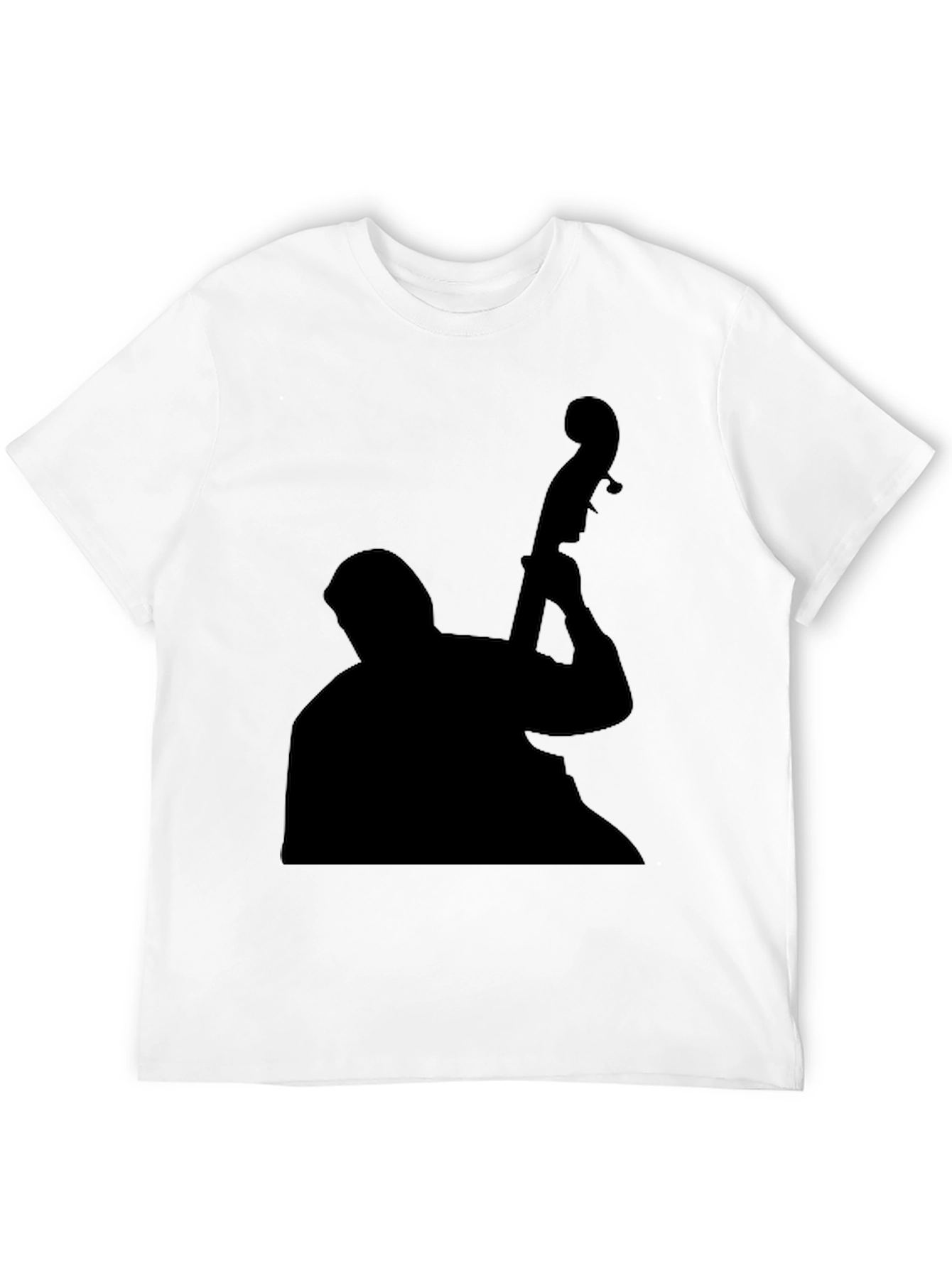 Black Jazz Bass Player Silhouette Black T-Shirt view 12