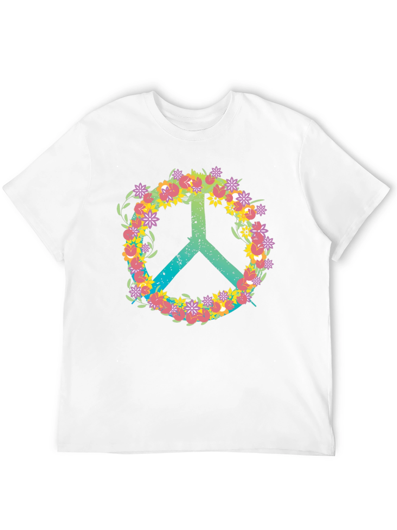 Black Floral Peace Sign T-Shirt - Black Casual Tee view 12