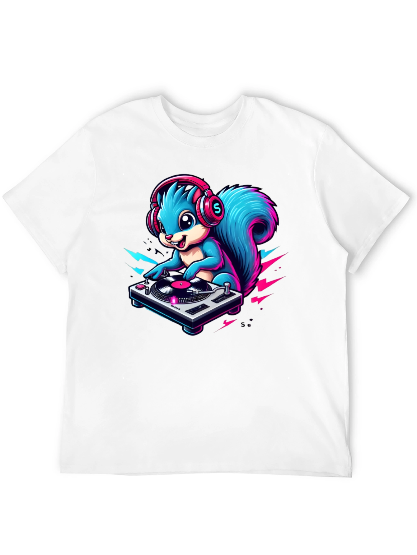 Black DJ Squirrel Graphic Tee - Funky Animal T-Shirt view 12
