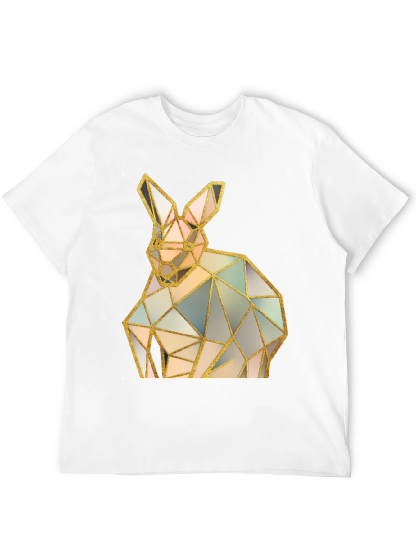 Black Geometric Rabbit Graphic Black T-Shirt view 12