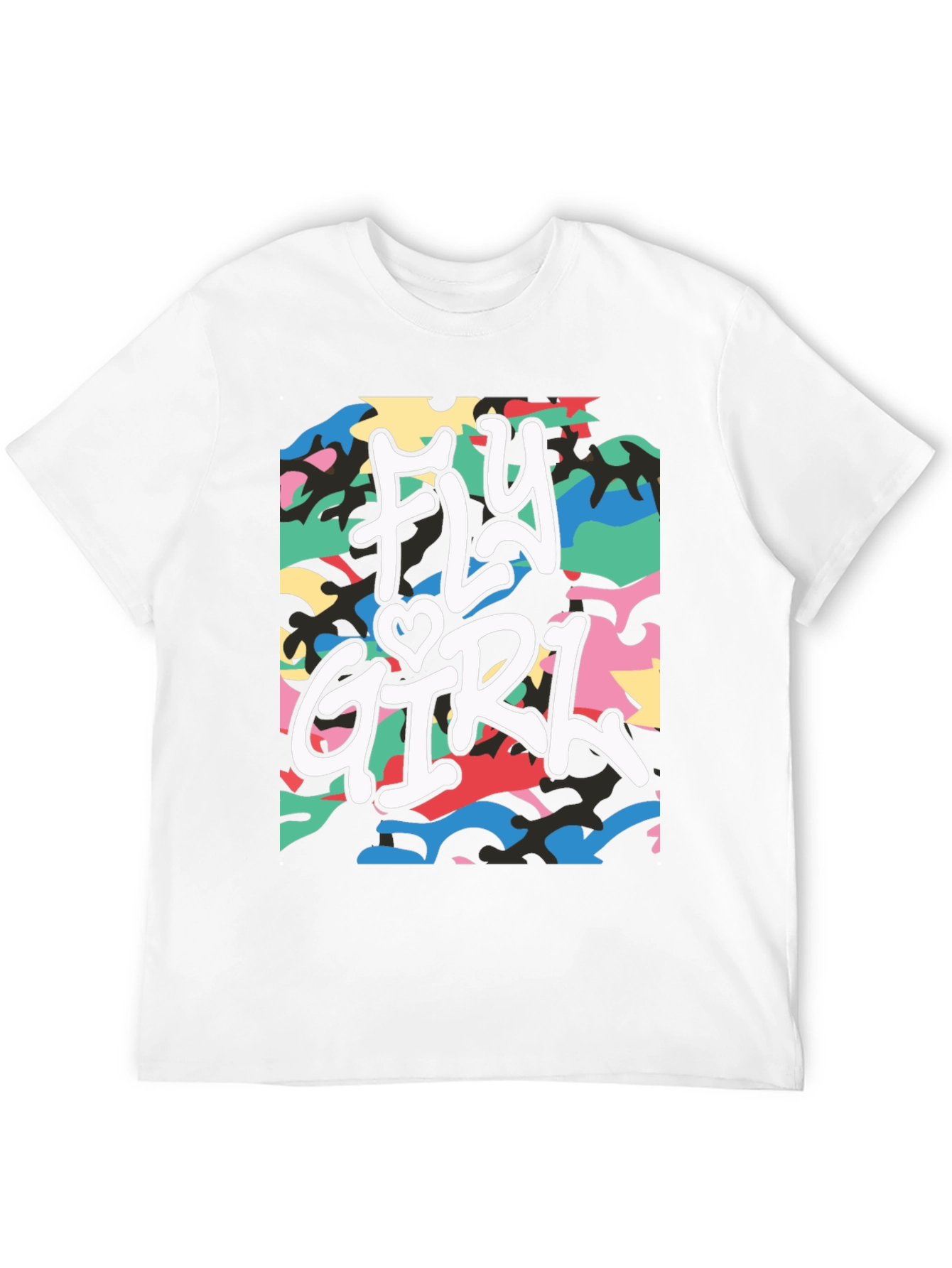 Black Fly Girl Graphic Tee - Urban Camo Design view 12