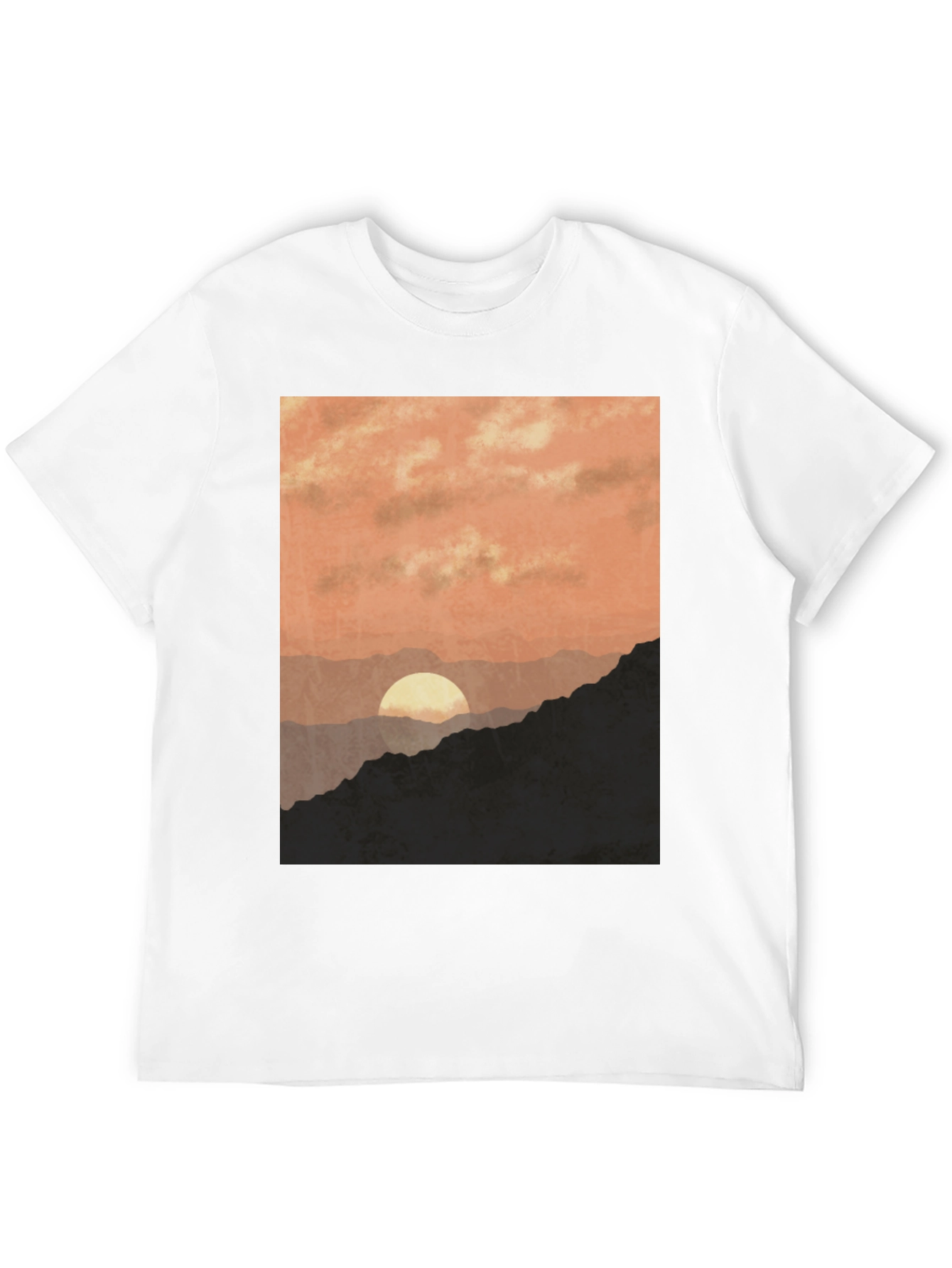 Black Sunset Mountain Graphic Tee - Stylish Black T-Shirt view 12