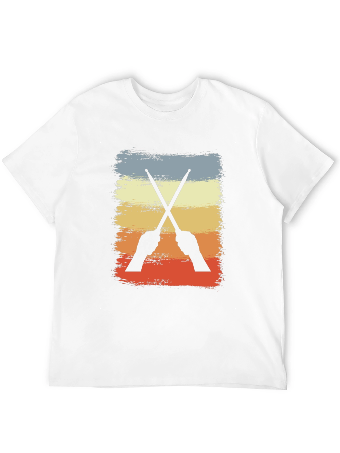 Black Retro Drummer T-Shirt - Crossed Sticks Design view 12