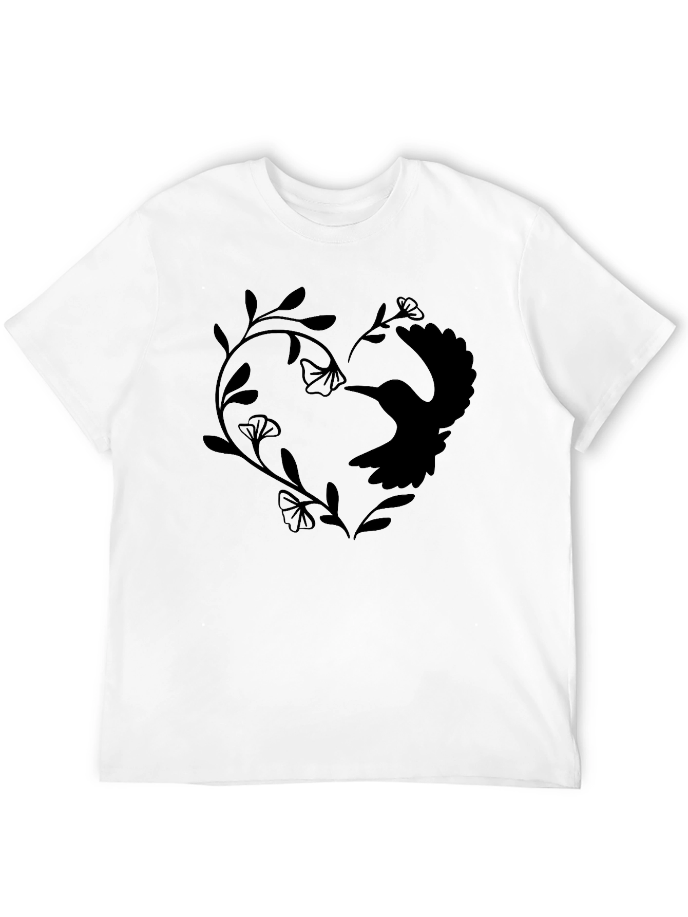 Black Hummingbird Heart Graphic Tee - Black Casual Shirt view 12