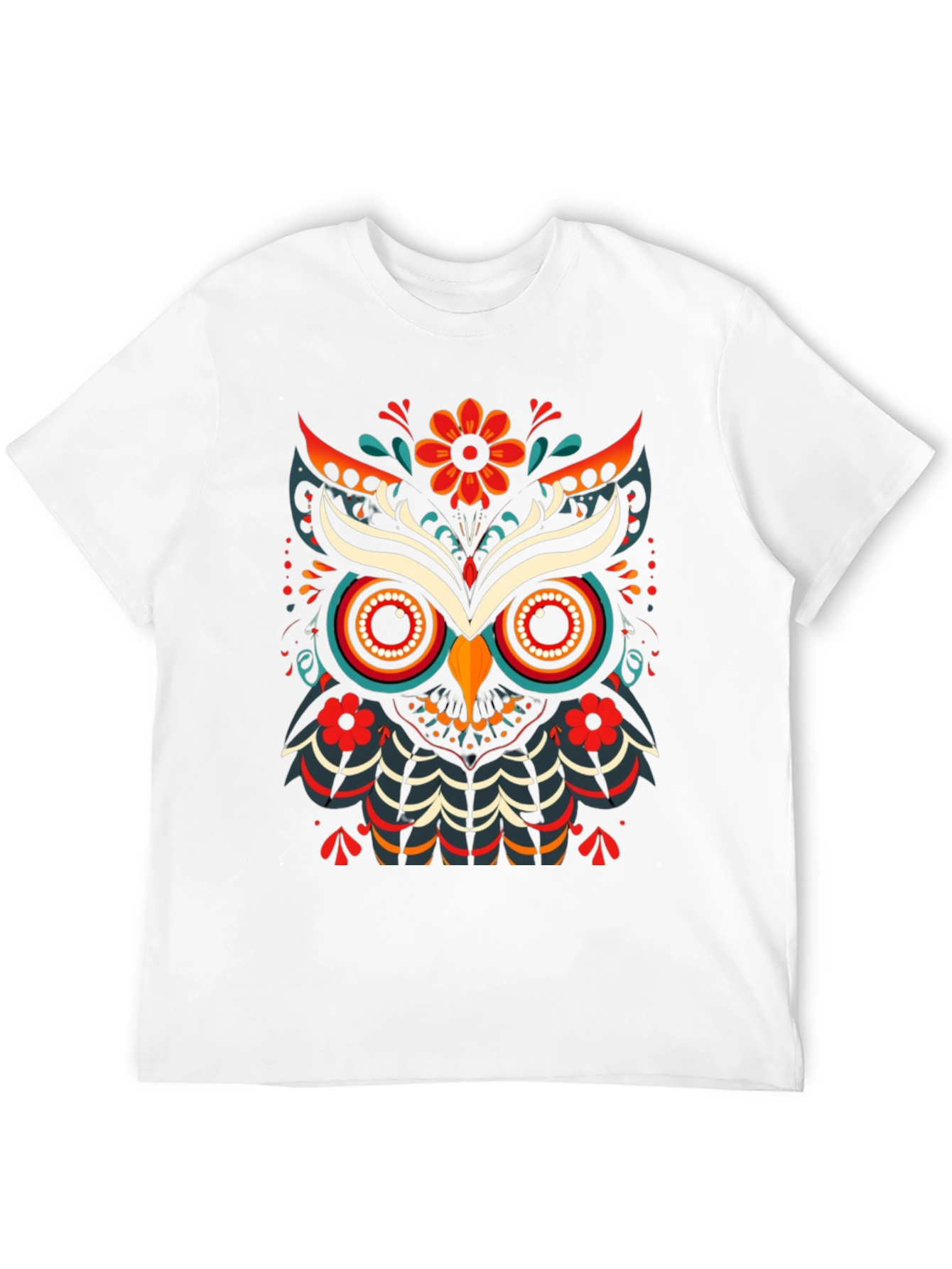 Black Colorful Owl Graphic Print Men's Black T-Shirt view 12